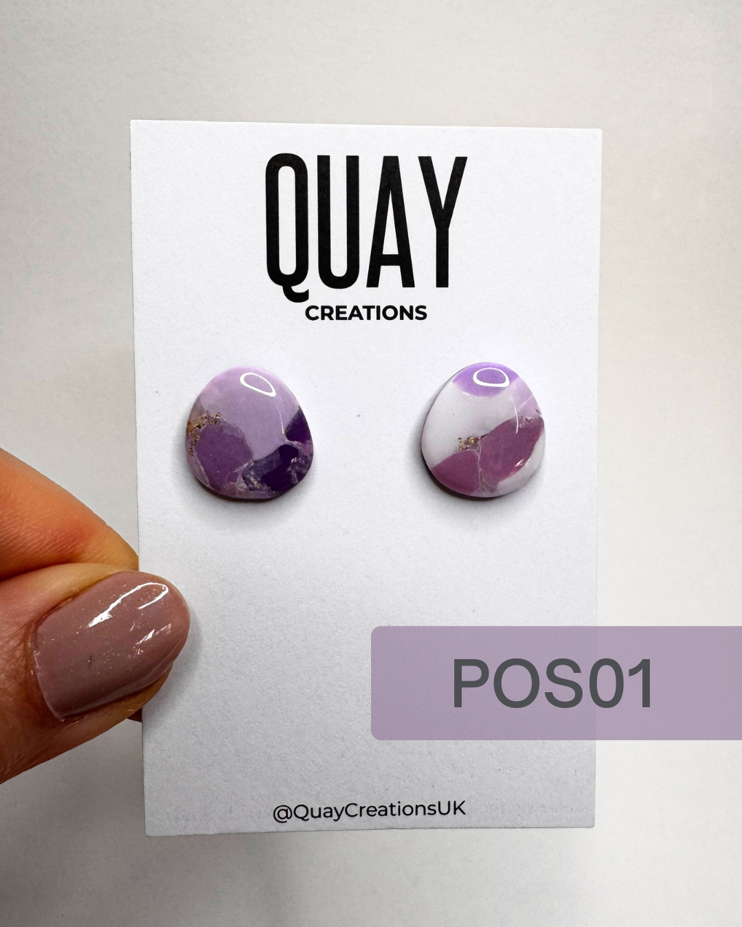 Purple Abstract Oval Studs