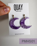 Purple Dangle Boho Moon Studs