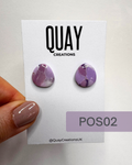Purple Abstract Oval Studs