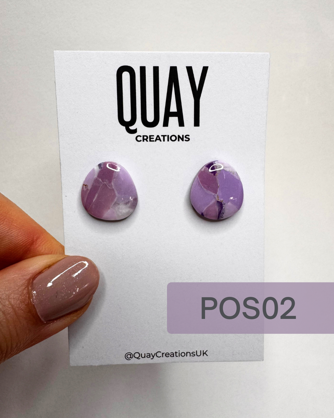 Purple Abstract Oval Studs