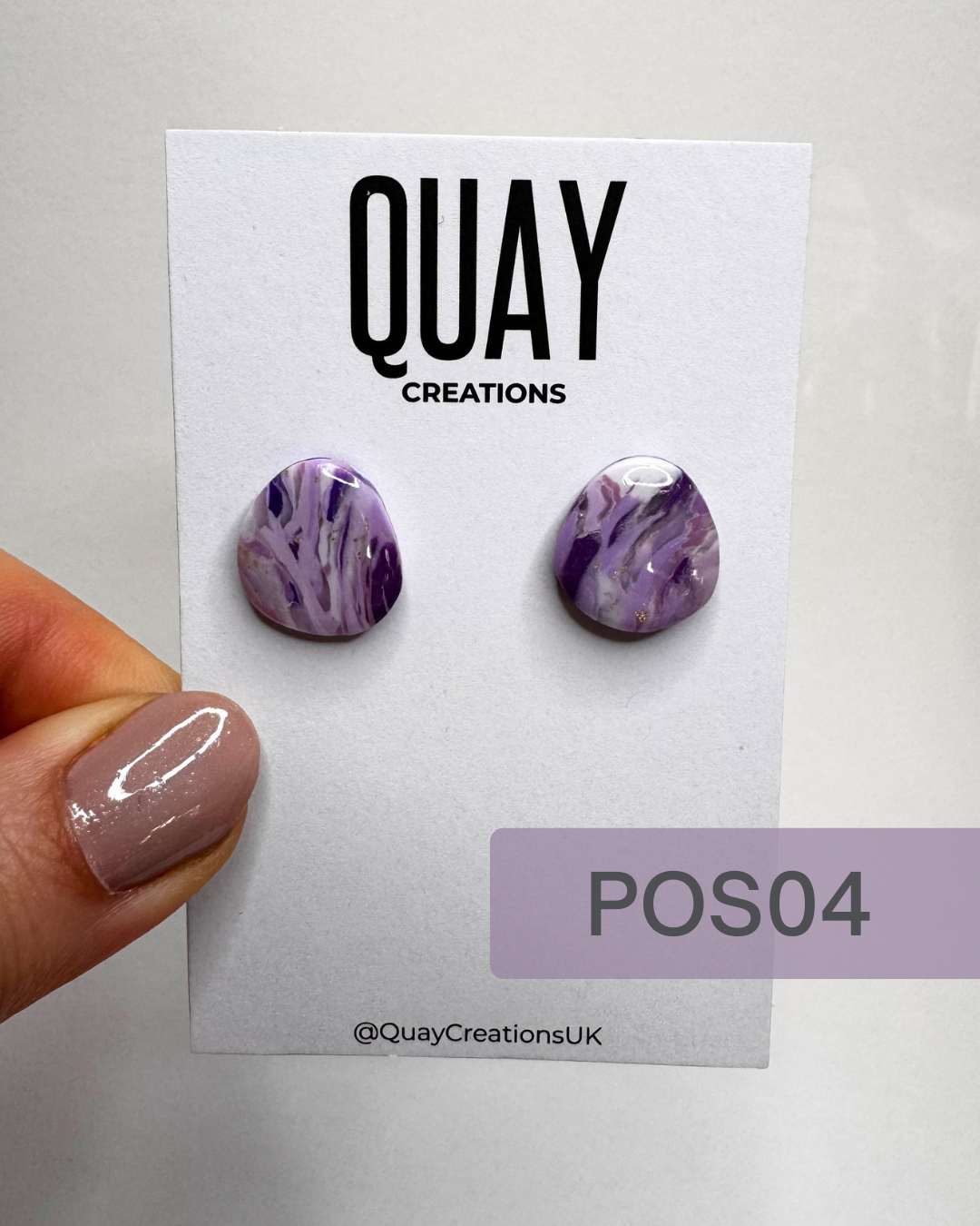 Purple Abstract Oval Studs