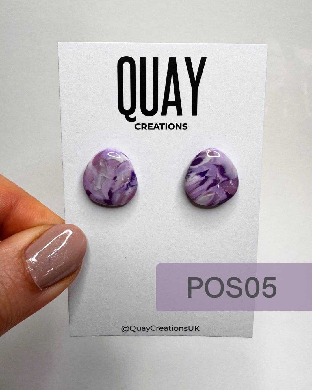 Purple Abstract Oval Studs
