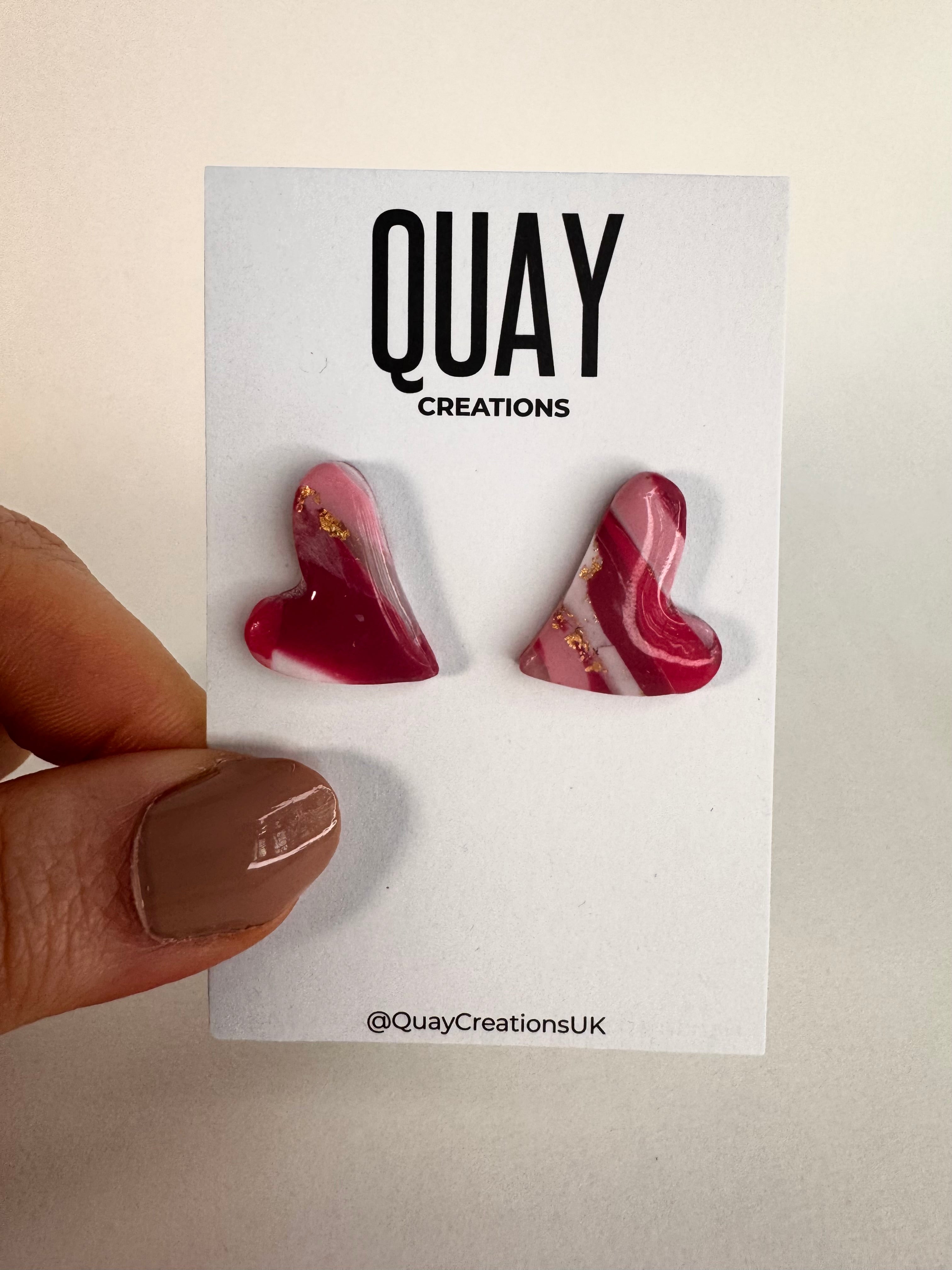 Cherry Swirl Big Heart Stud Earrings