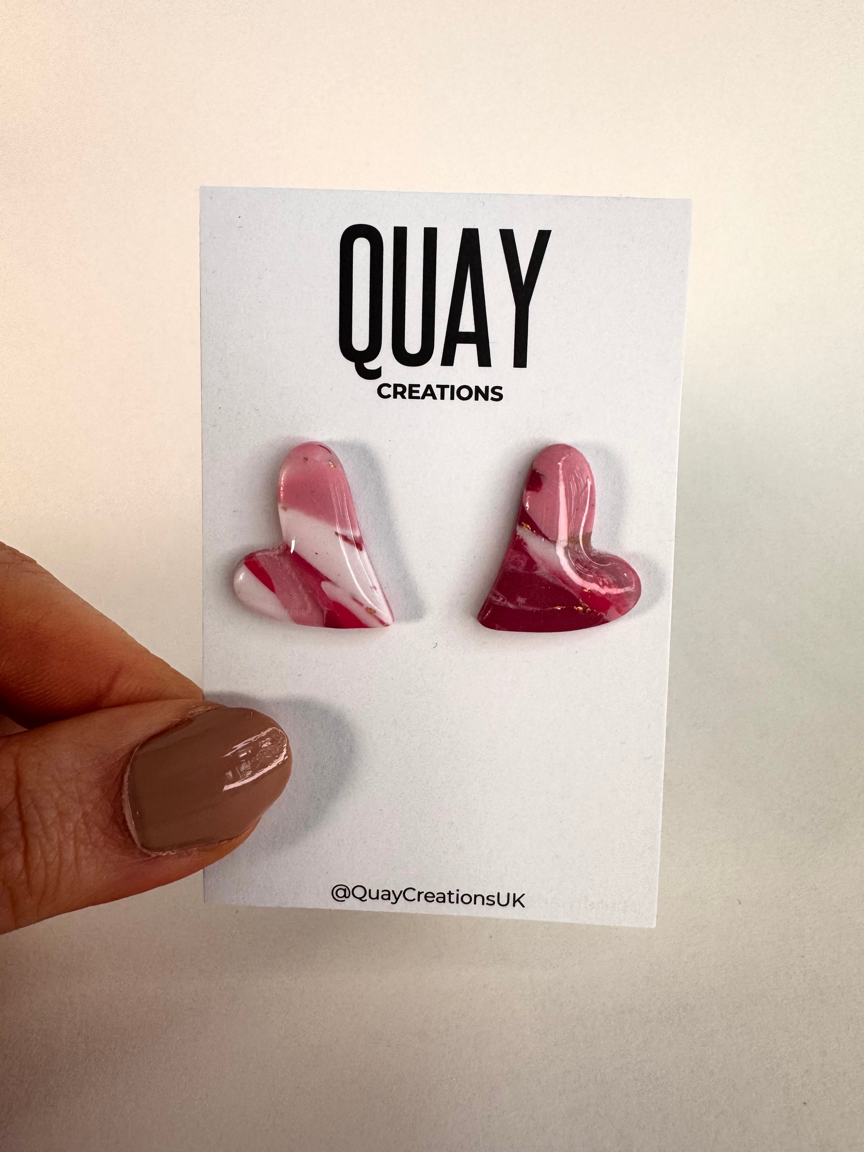 Cherry Swirl Big Heart Stud Earrings