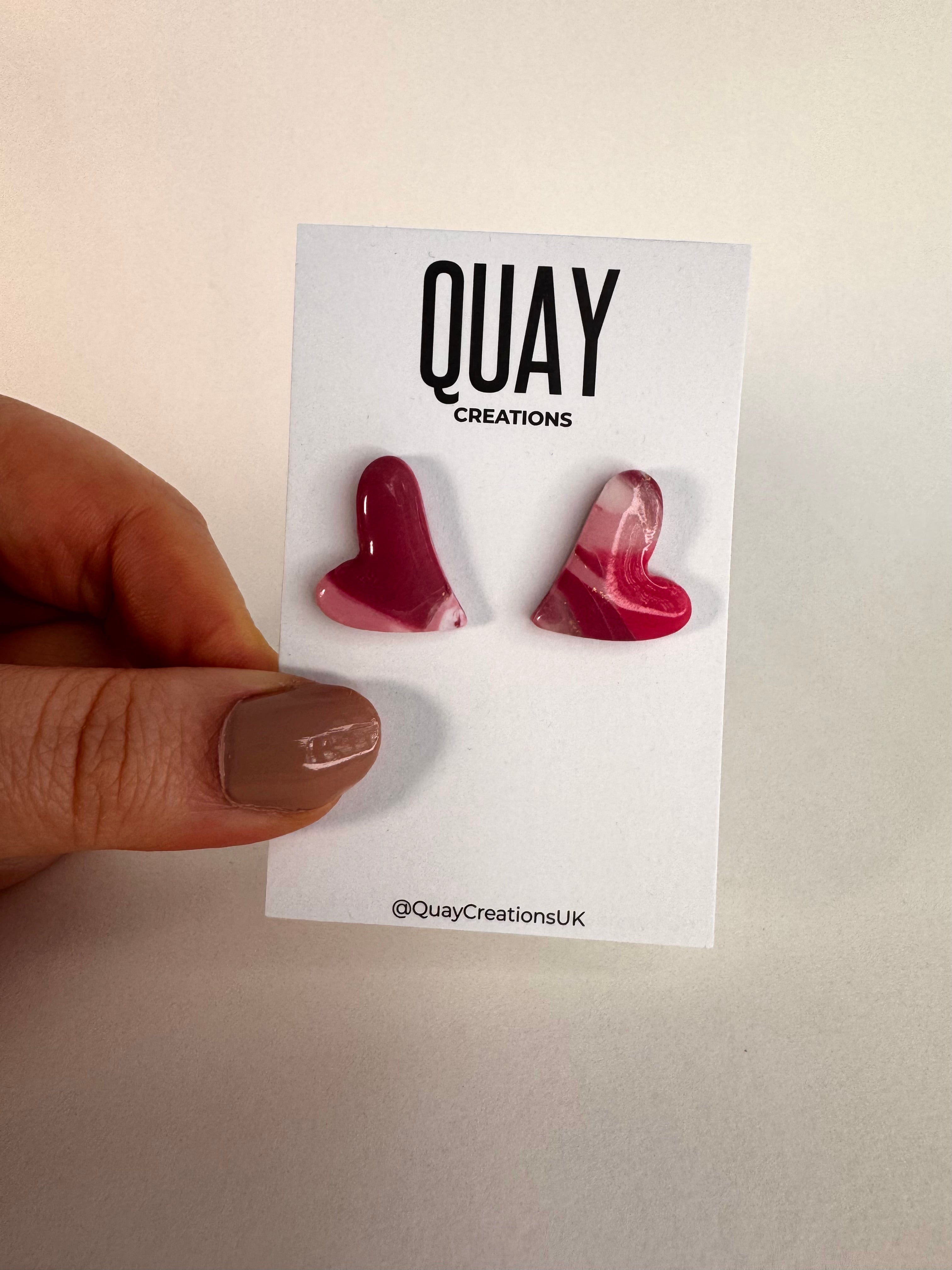 Cherry Swirl Big Heart Stud Earrings