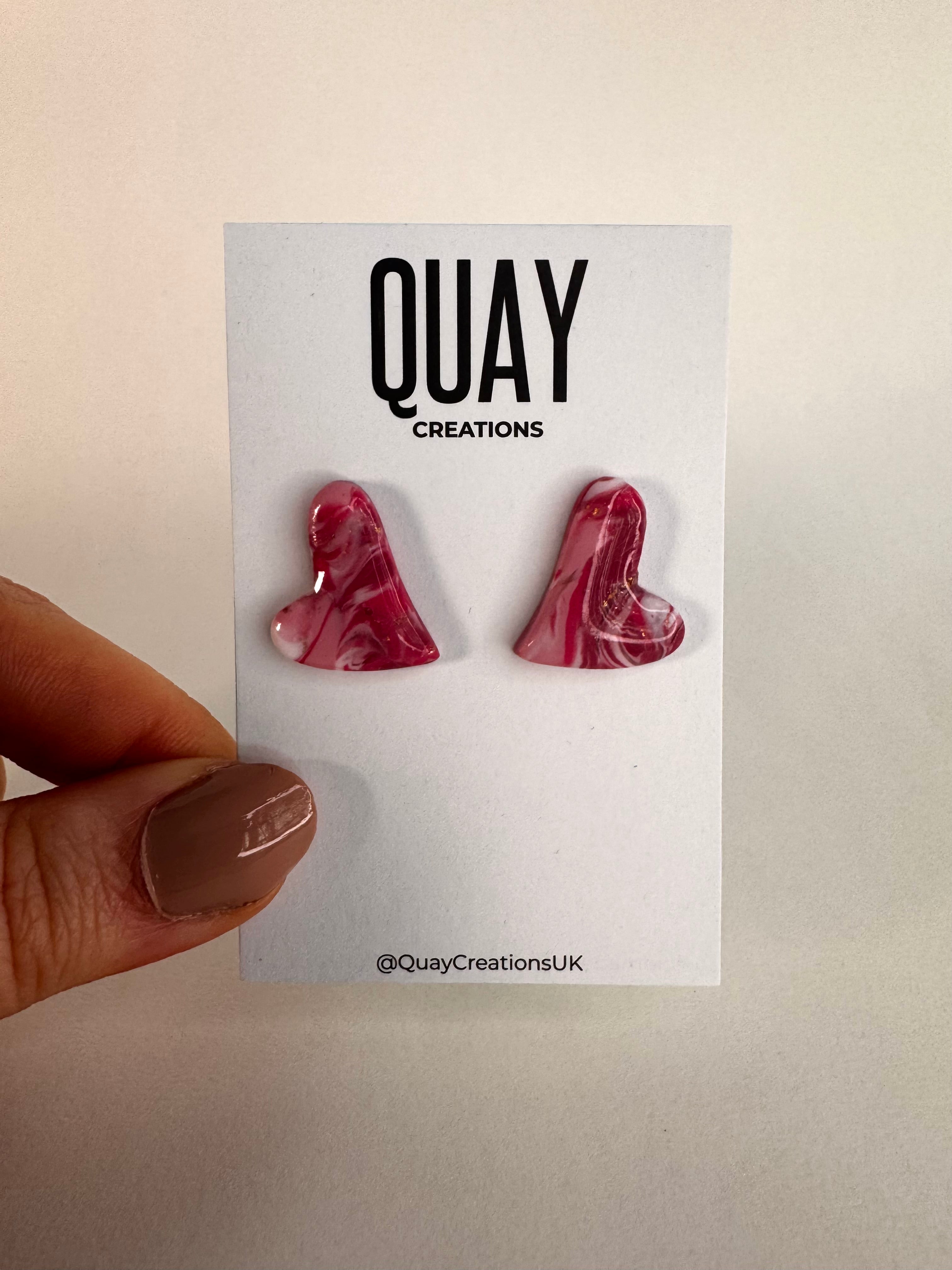 Cherry Swirl Big Heart Stud Earrings