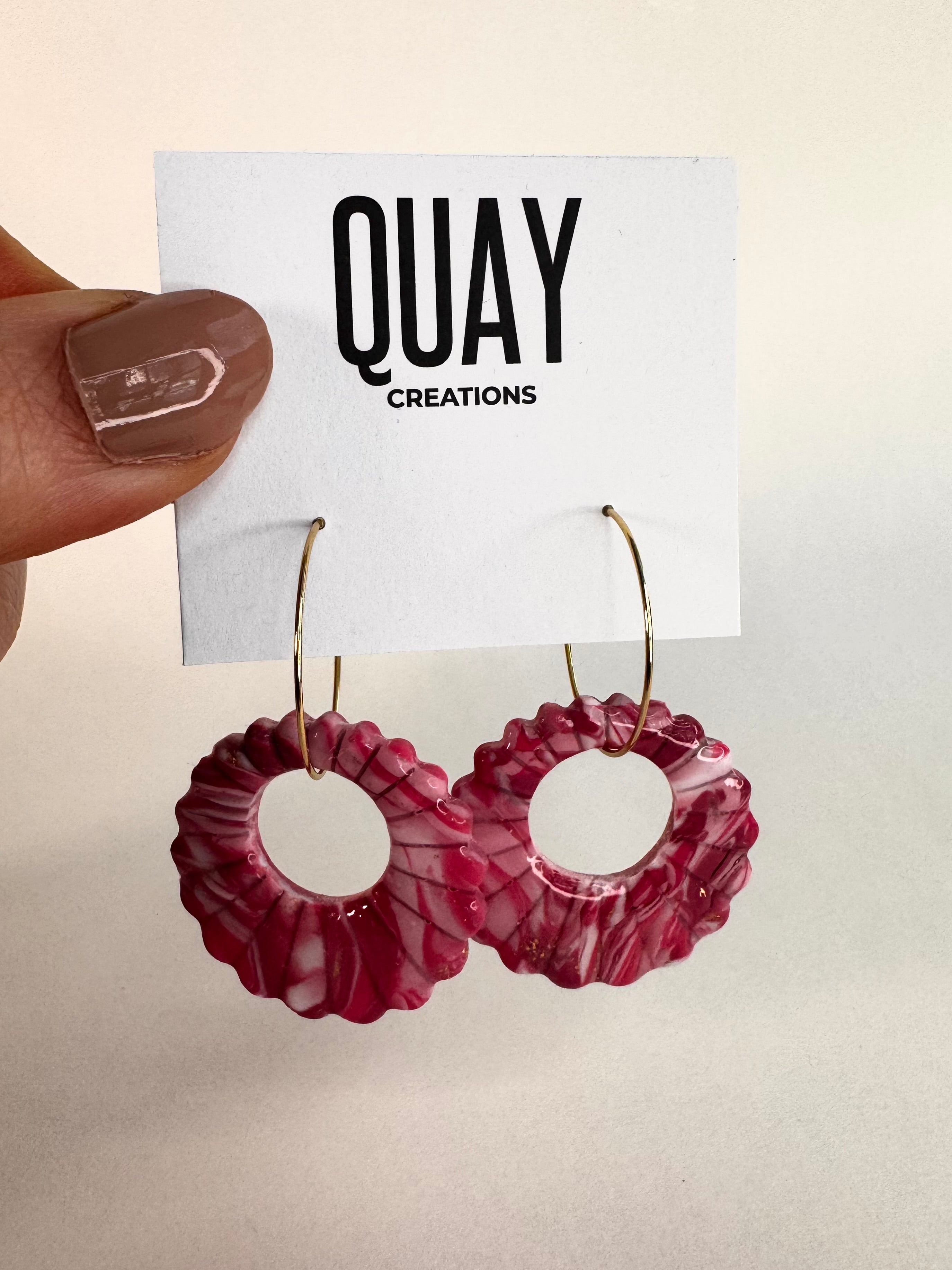Cherry Swirl Shell Hoop Earrings