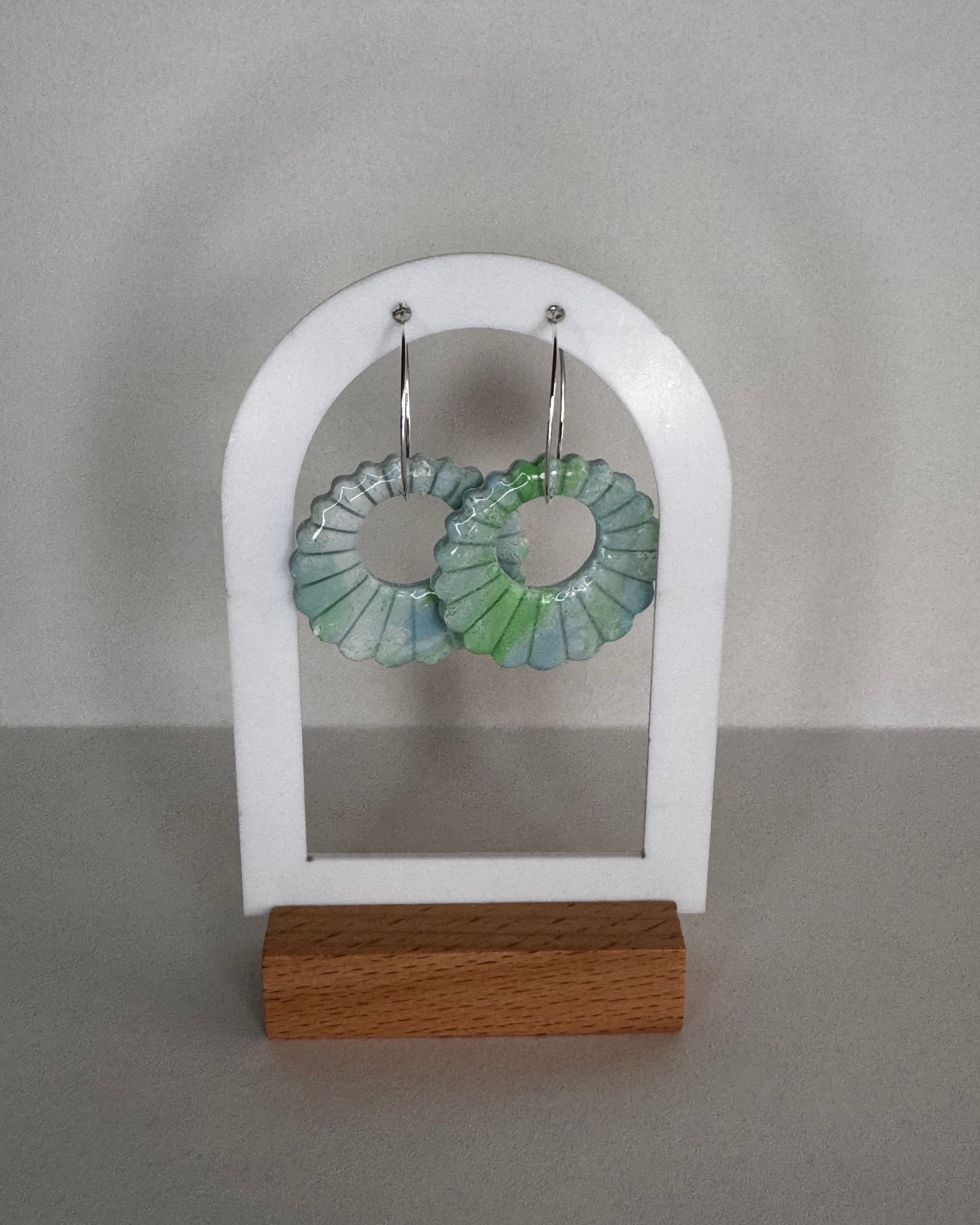 Sea Glass Shell Hoop Earrings