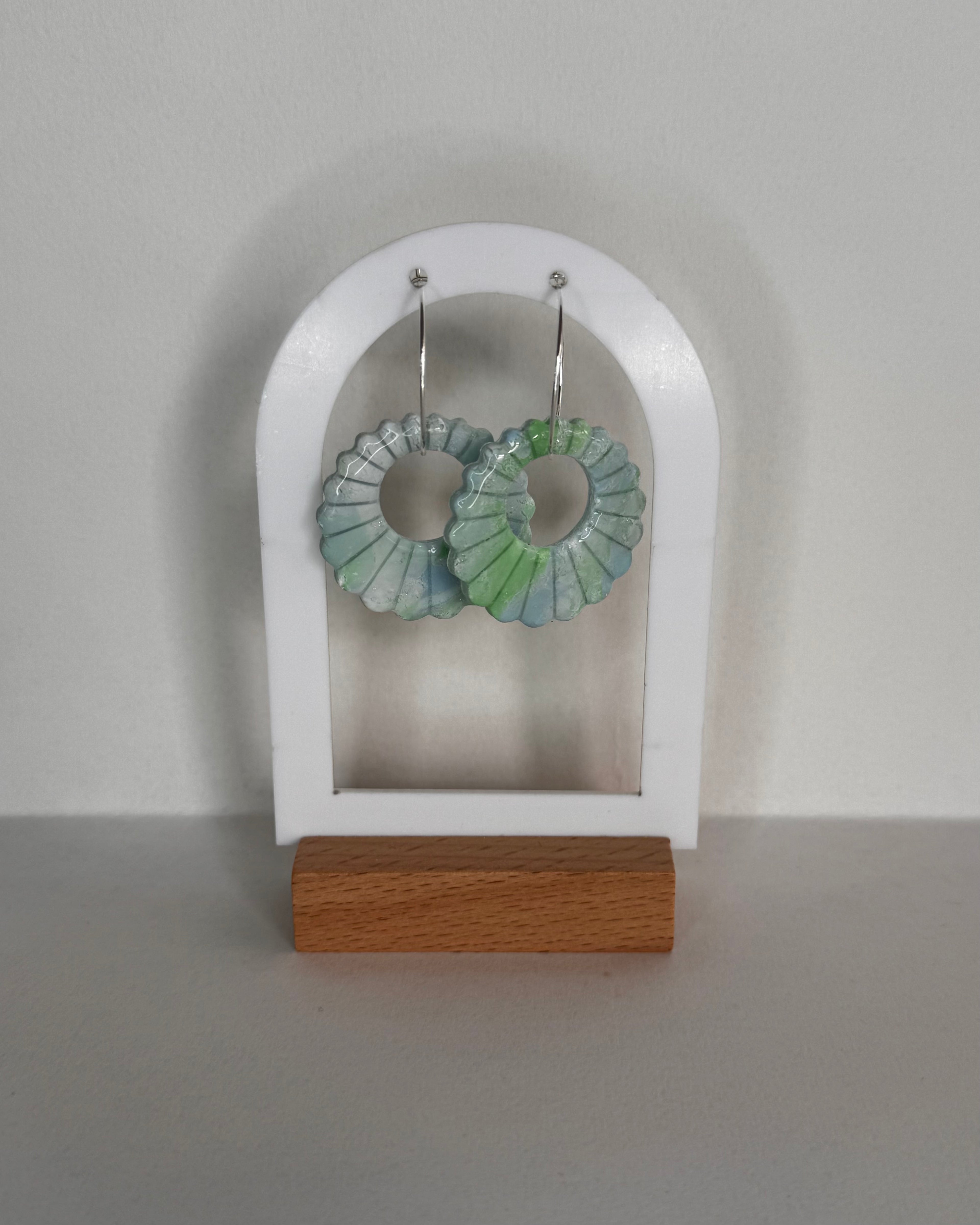 Sea Glass Shell Hoop Earrings