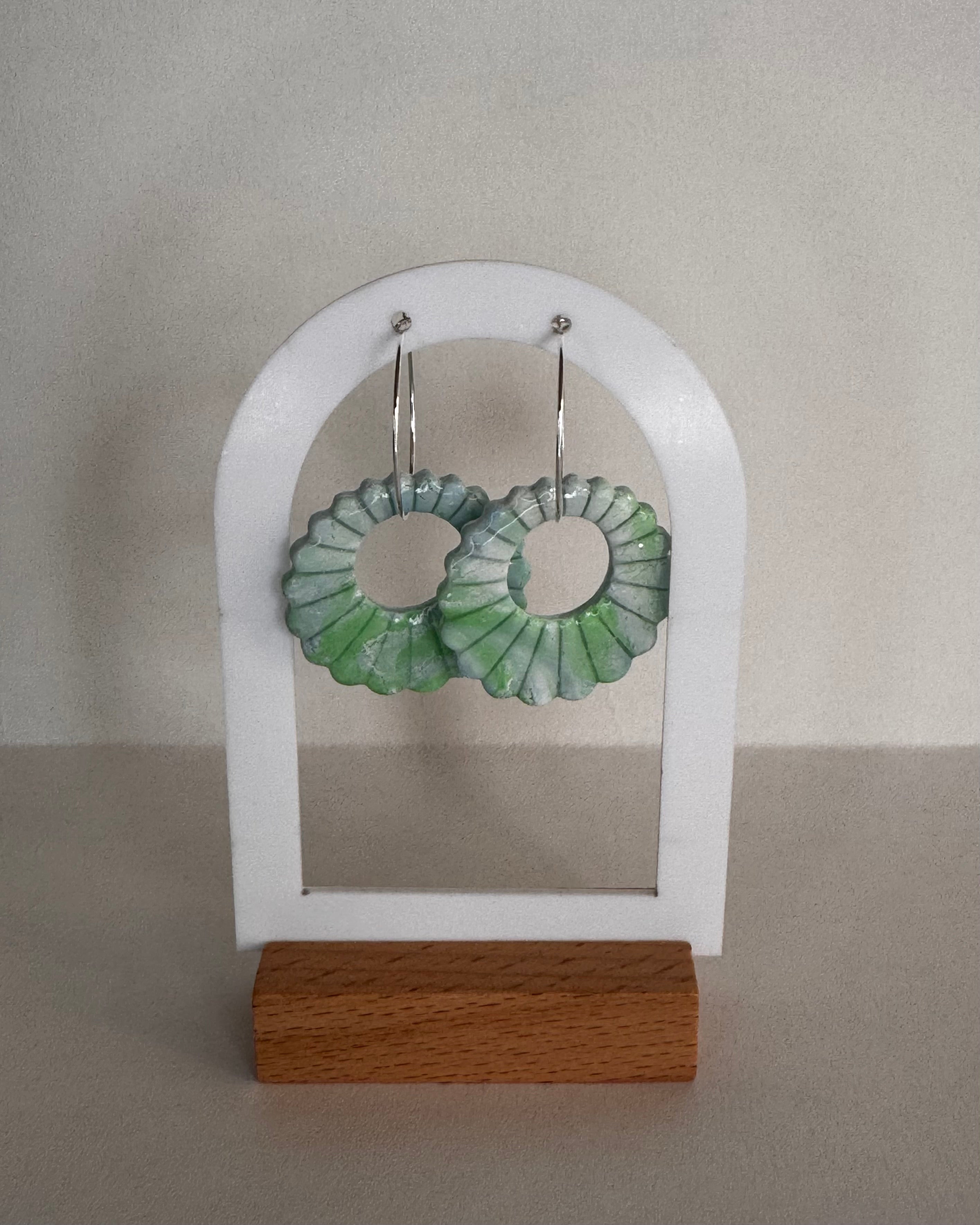Sea Glass Shell Hoop Earrings