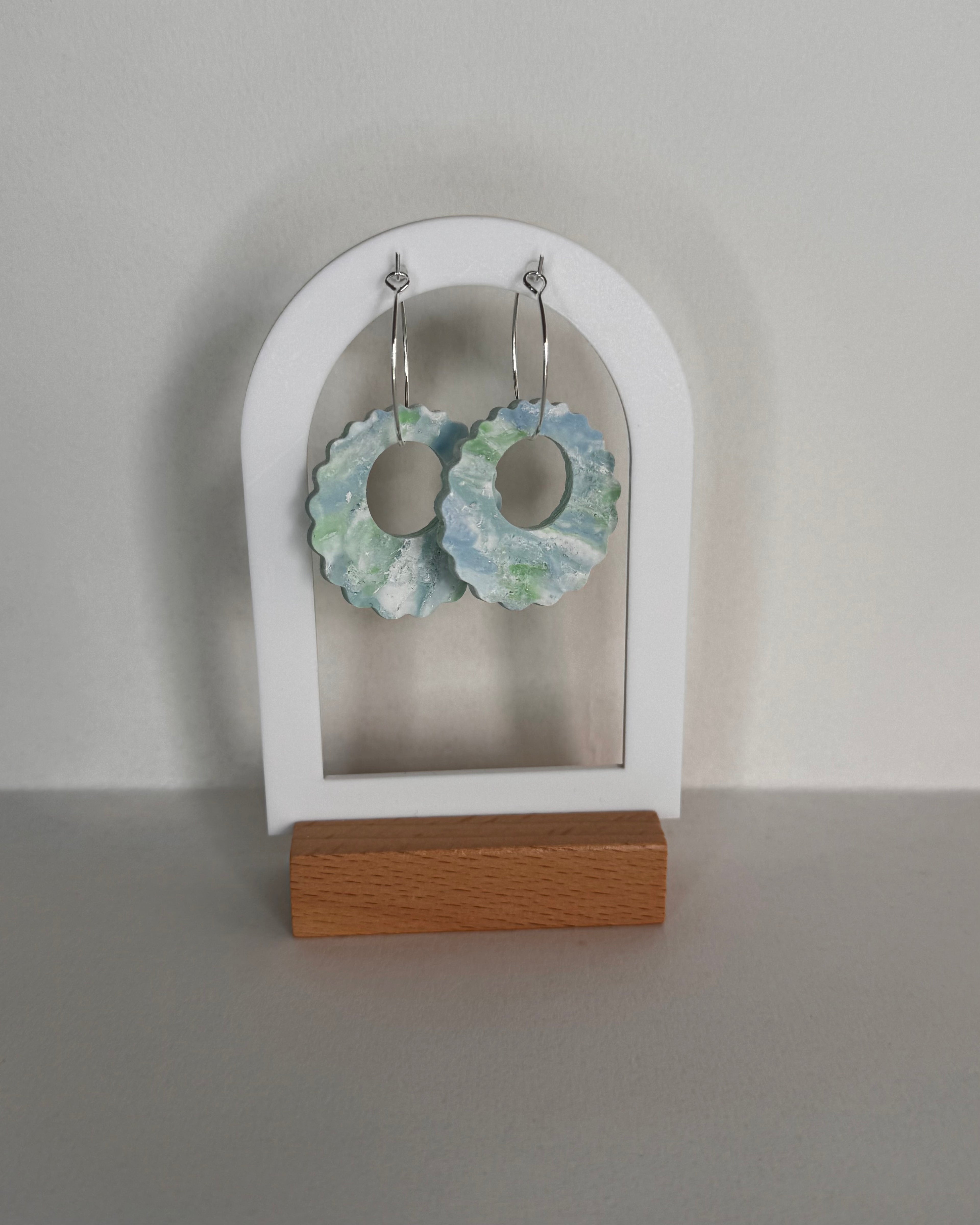 Sea Glass Shell Hoop Earrings