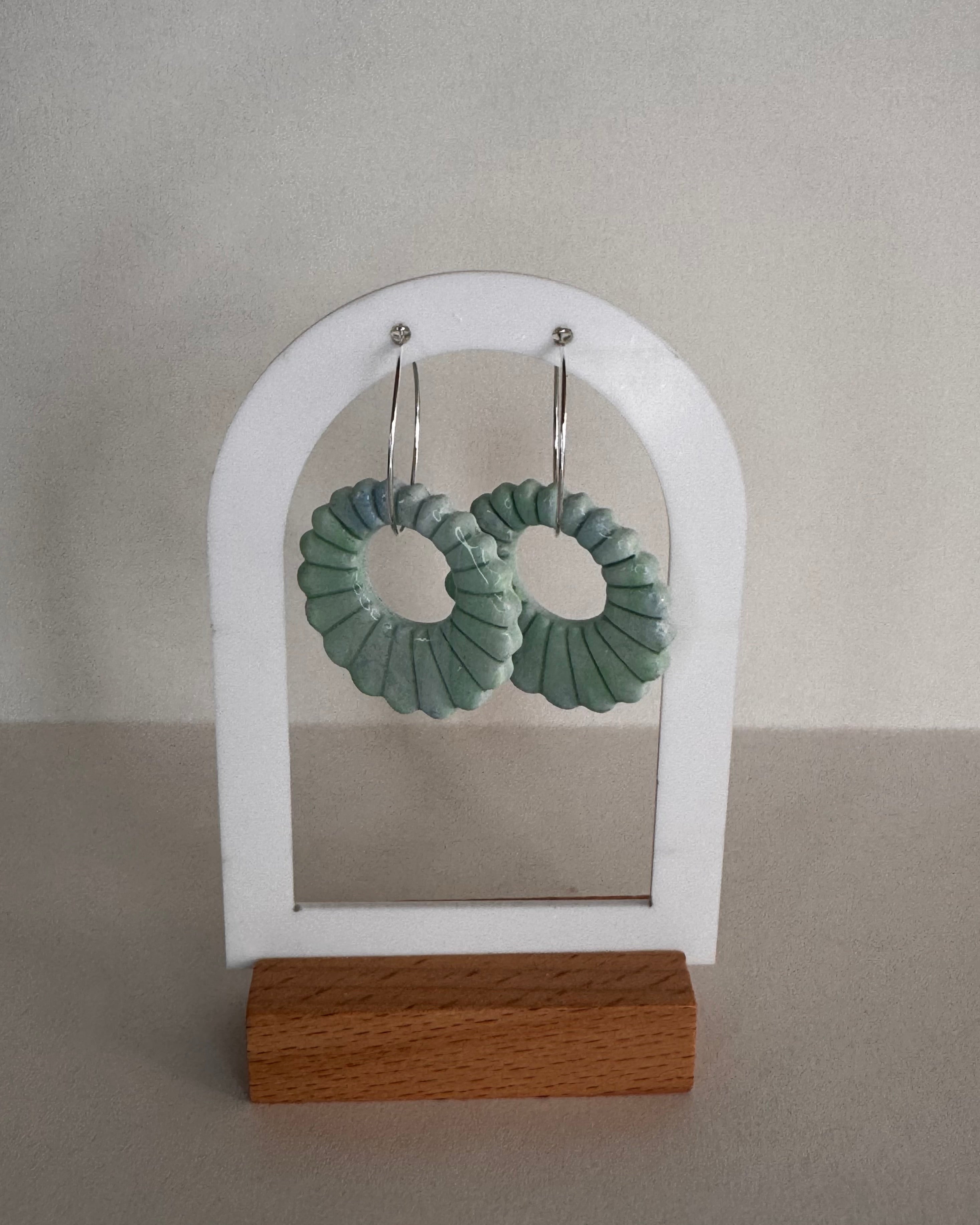 Sea Glass Shell Hoop Earrings