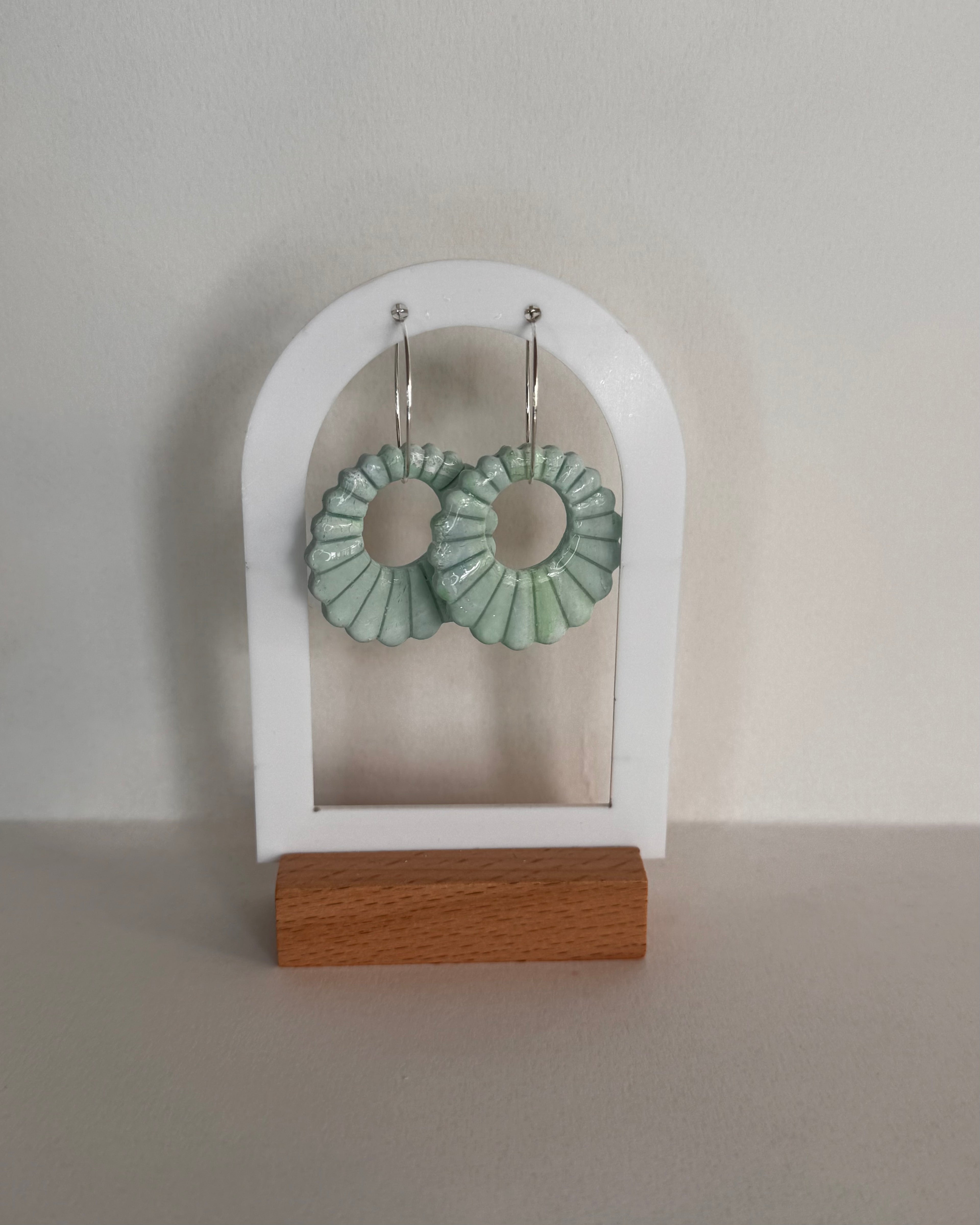 Sea Glass Shell Hoop Earrings