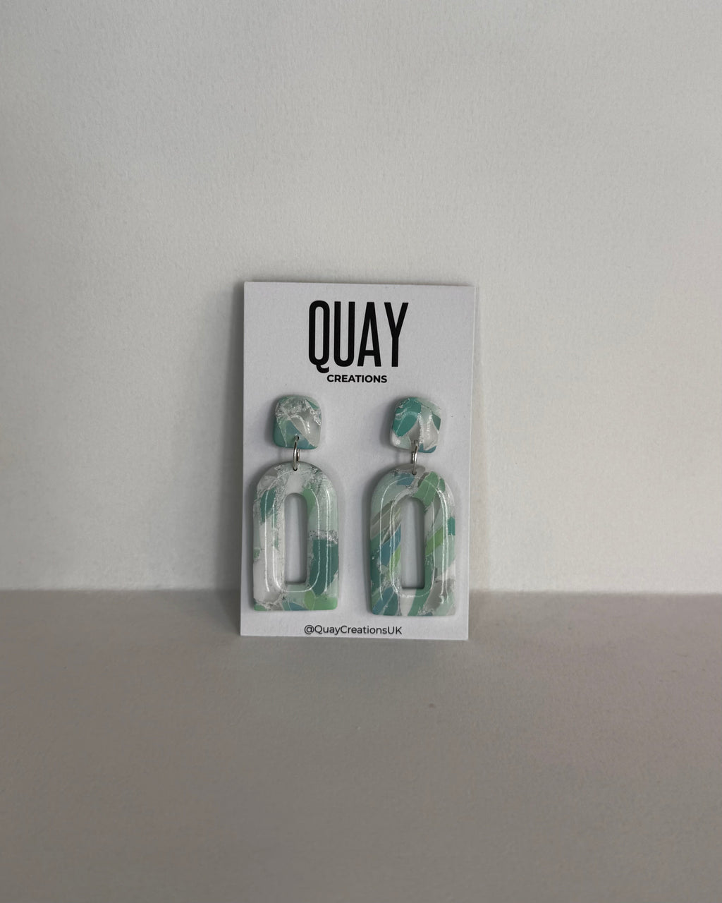 Sea Glass Domed Rectangle Earrings