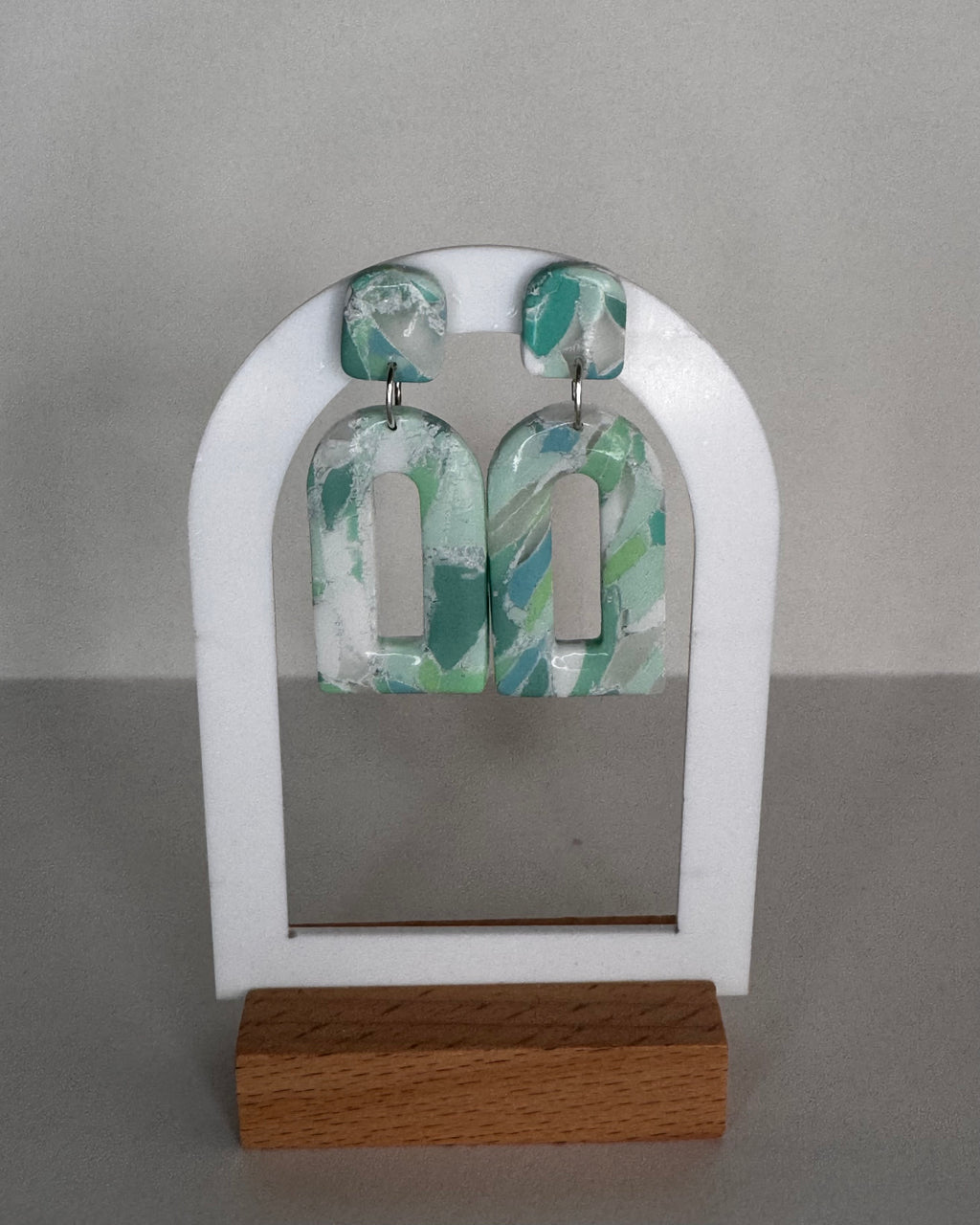 Sea Glass Domed Rectangle Earrings