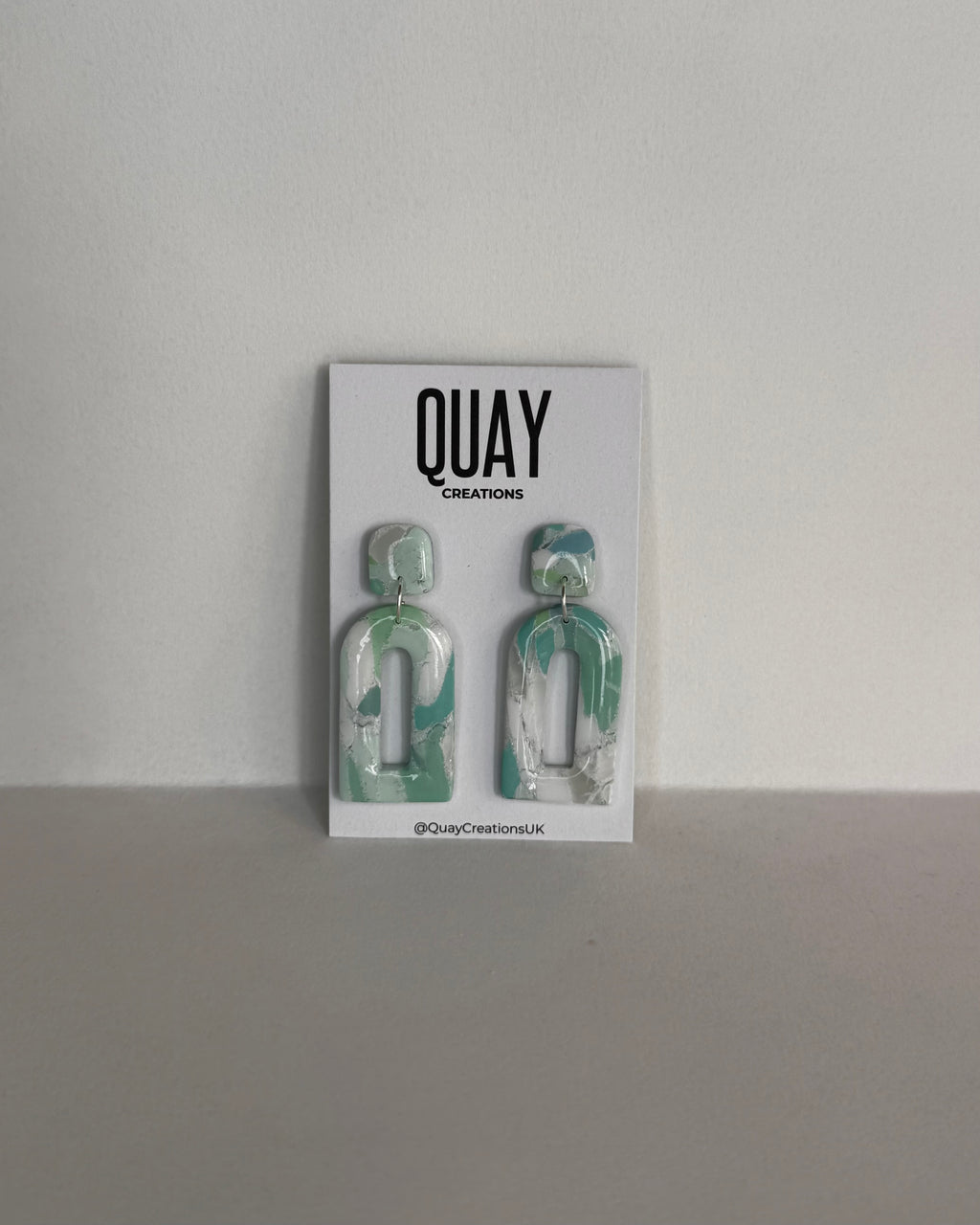 Sea Glass Domed Rectangle Earrings