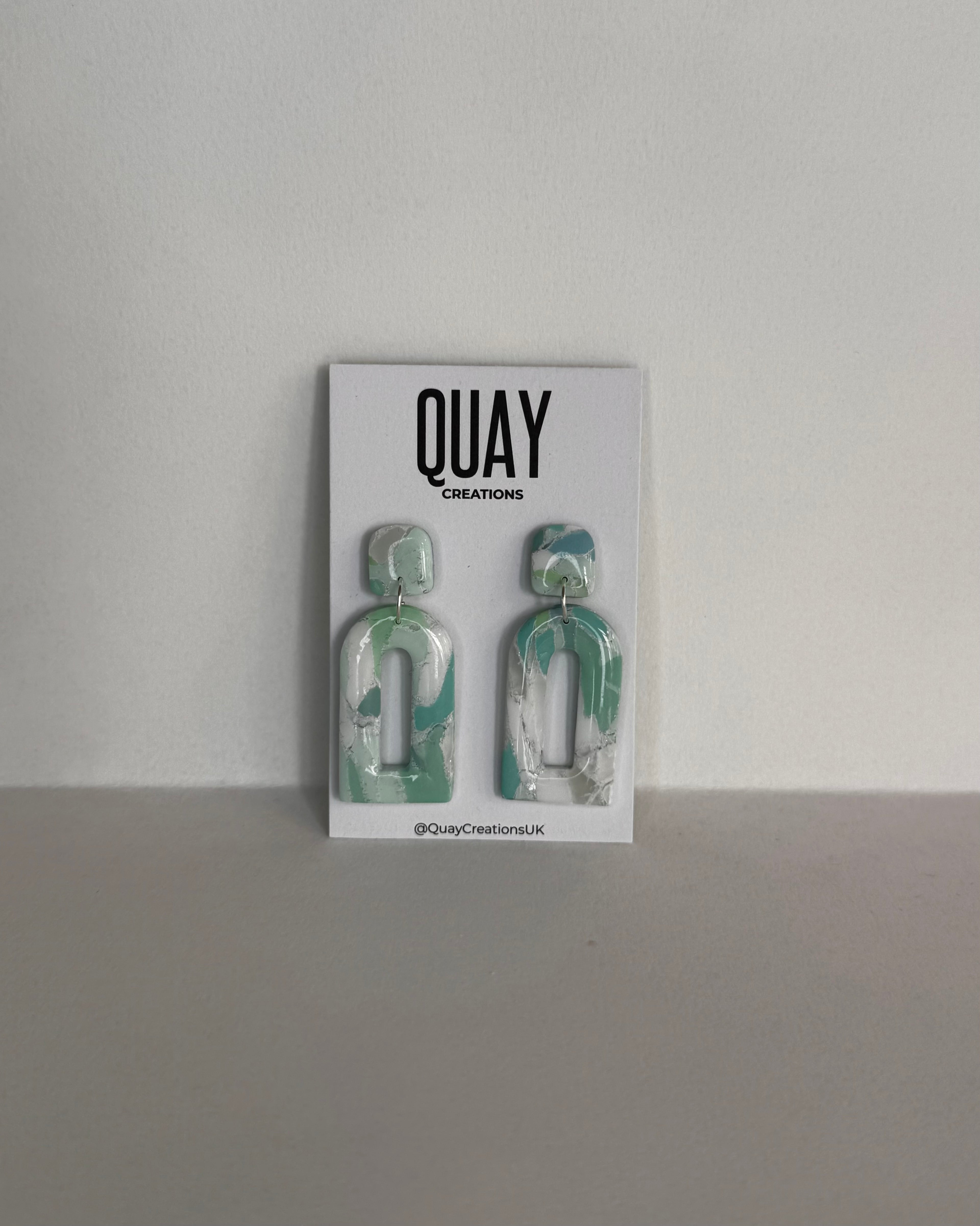 Sea Glass Domed Rectangle Earrings