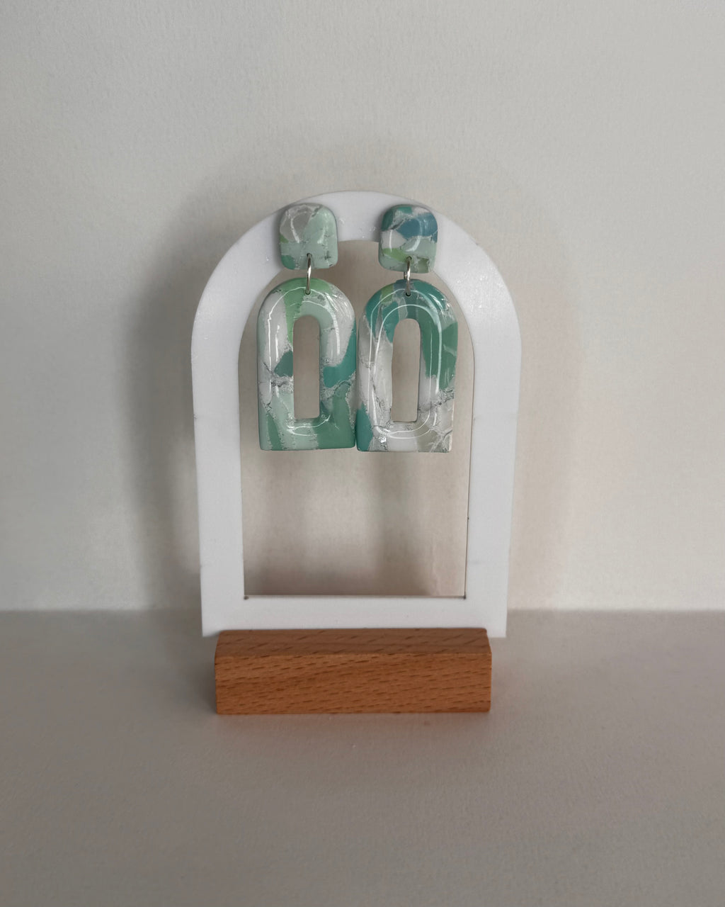 Sea Glass Domed Rectangle Earrings