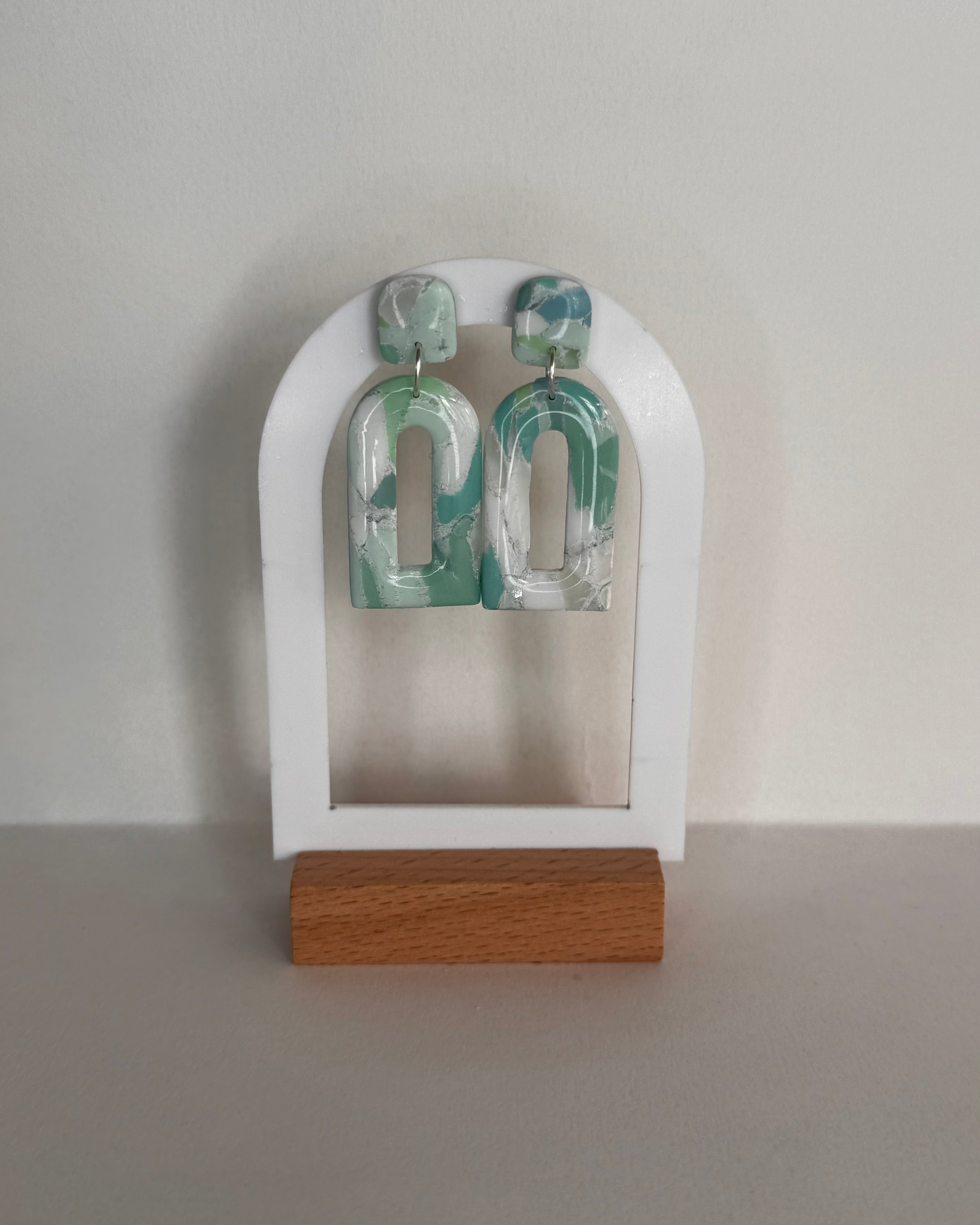 Sea Glass Domed Rectangle Earrings