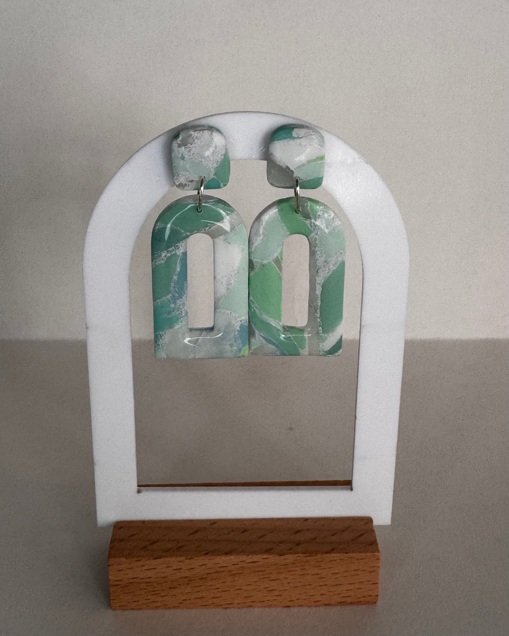 Sea Glass Domed Rectangle Earrings
