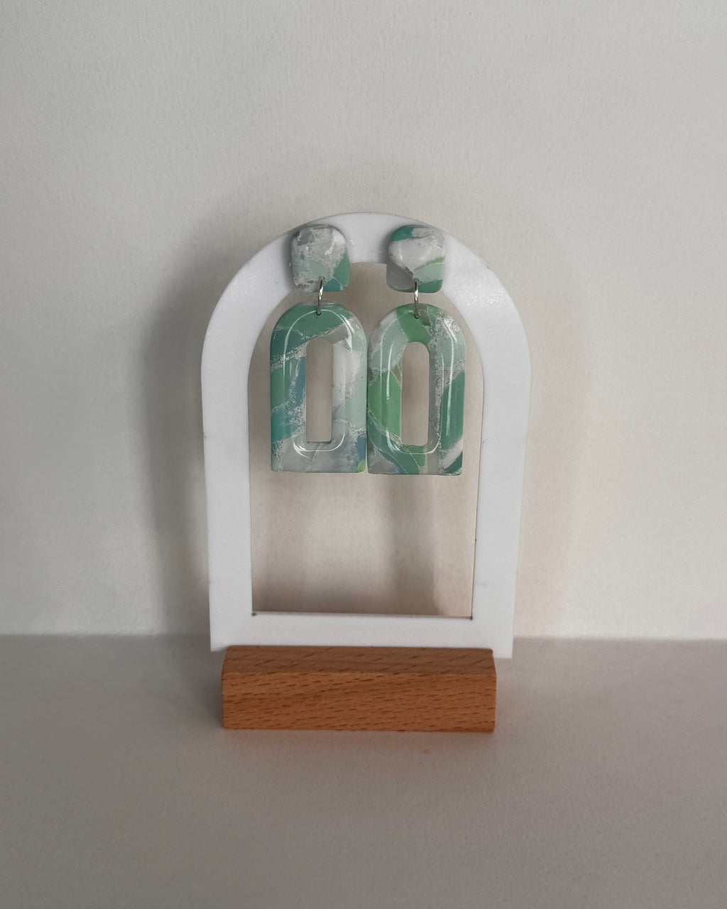 Sea Glass Domed Rectangle Earrings