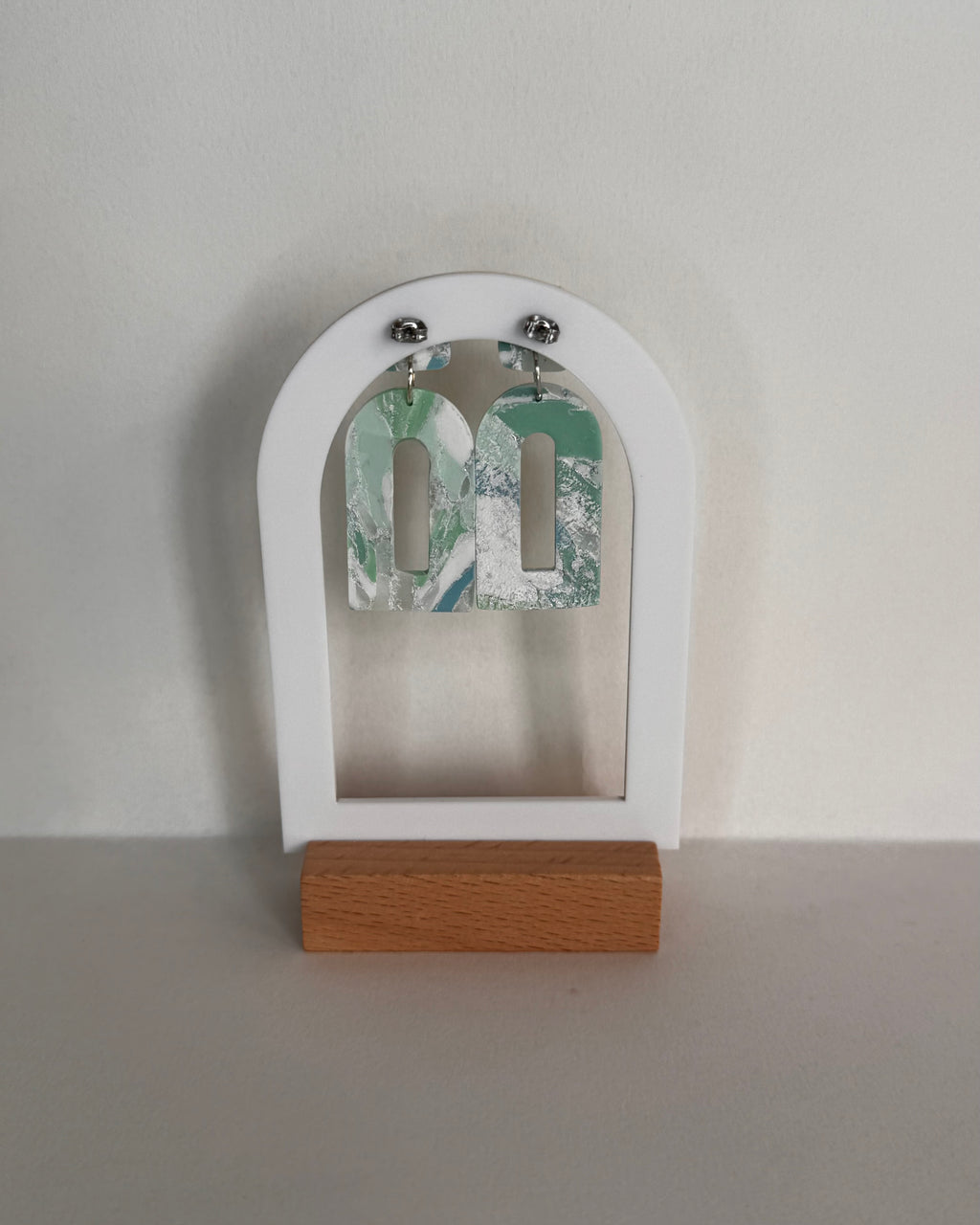 Sea Glass Domed Rectangle Earrings