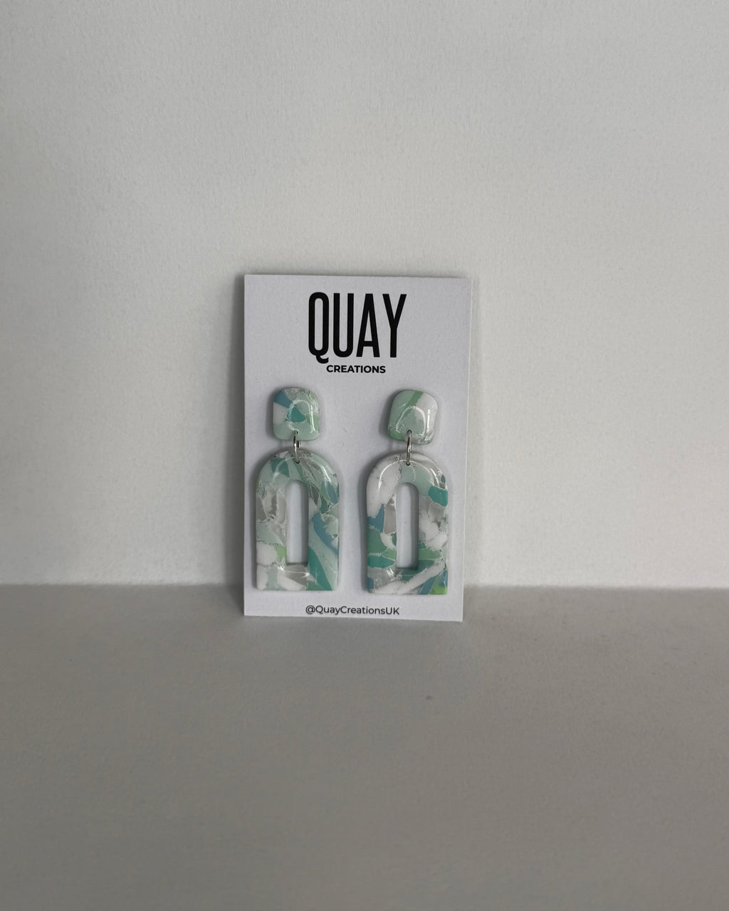 Sea Glass Domed Rectangle Earrings