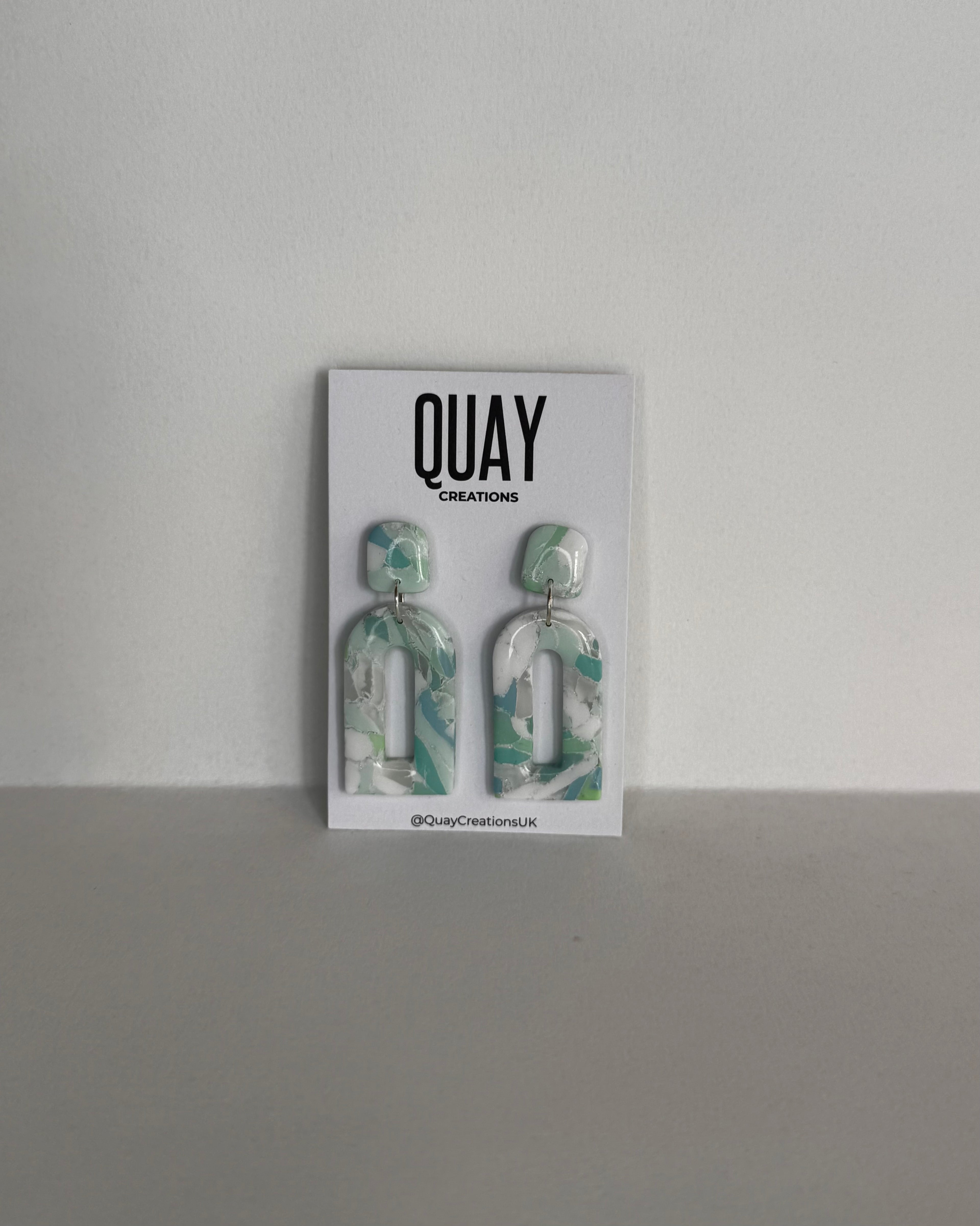 Sea Glass Domed Rectangle Earrings