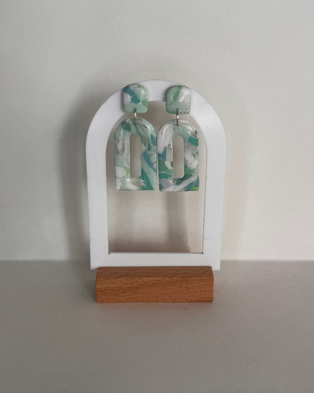 Sea Glass Domed Rectangle Earrings