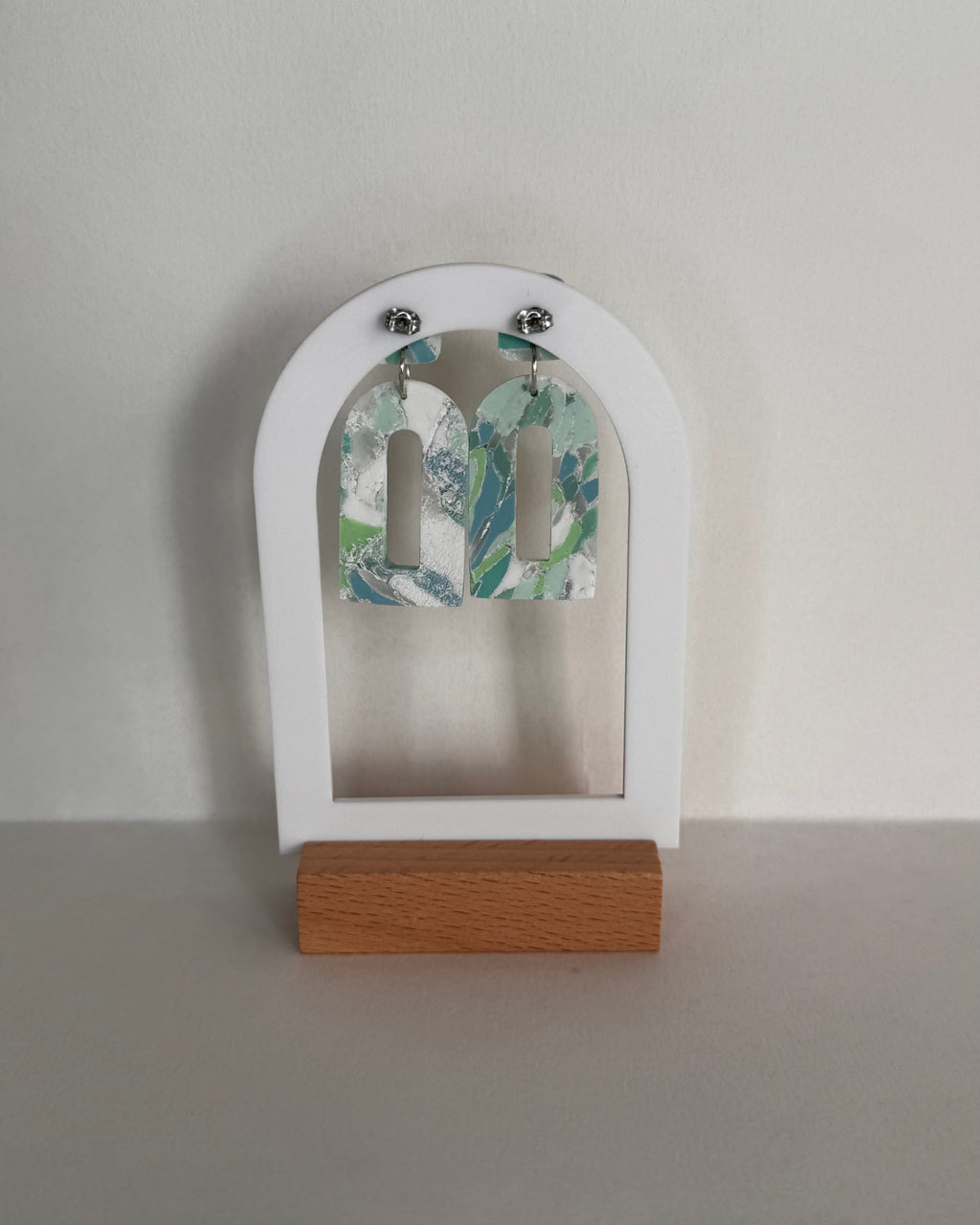 Sea Glass Domed Rectangle Earrings