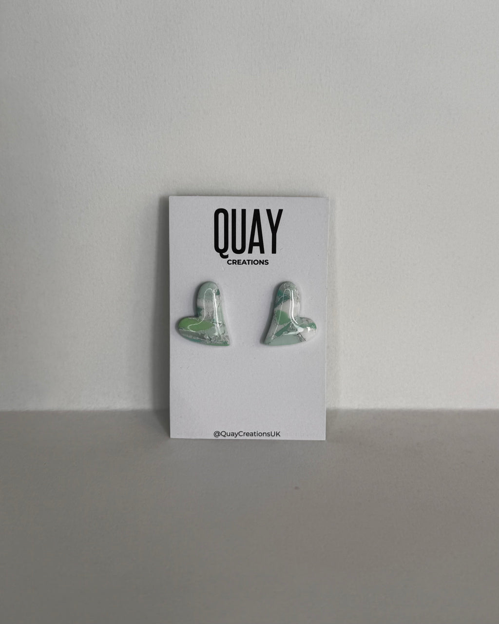 Sea Glass Big Heart Stud Earrings
