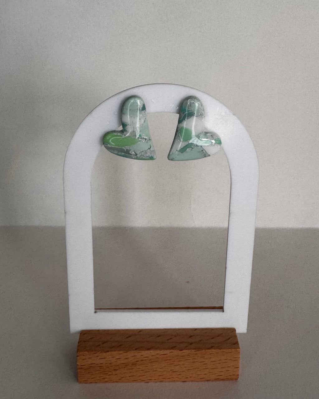 Sea Glass Big Heart Stud Earrings