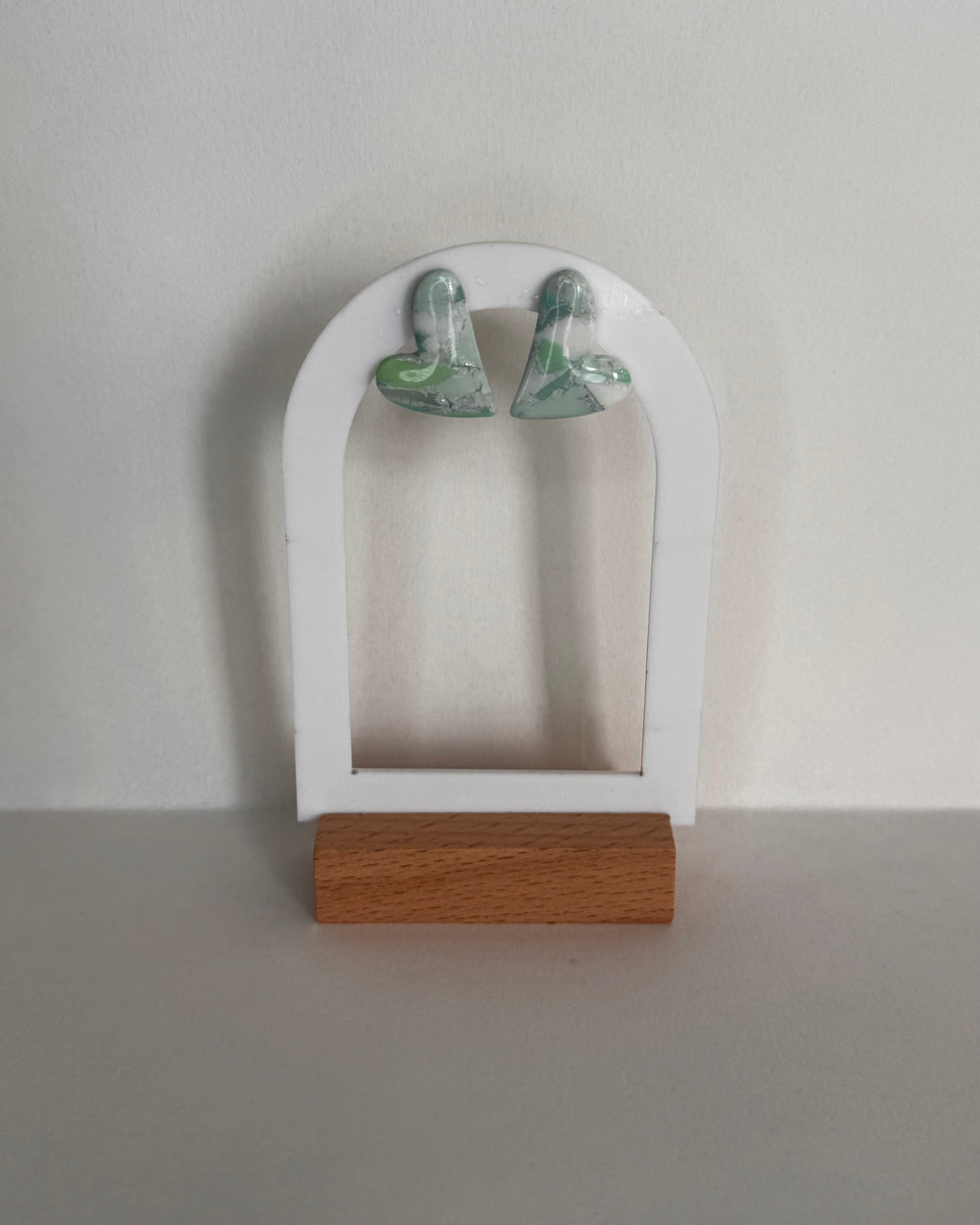 Sea Glass Big Heart Stud Earrings