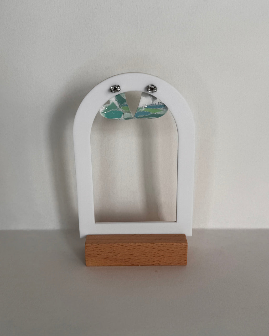 Sea Glass Big Heart Stud Earrings