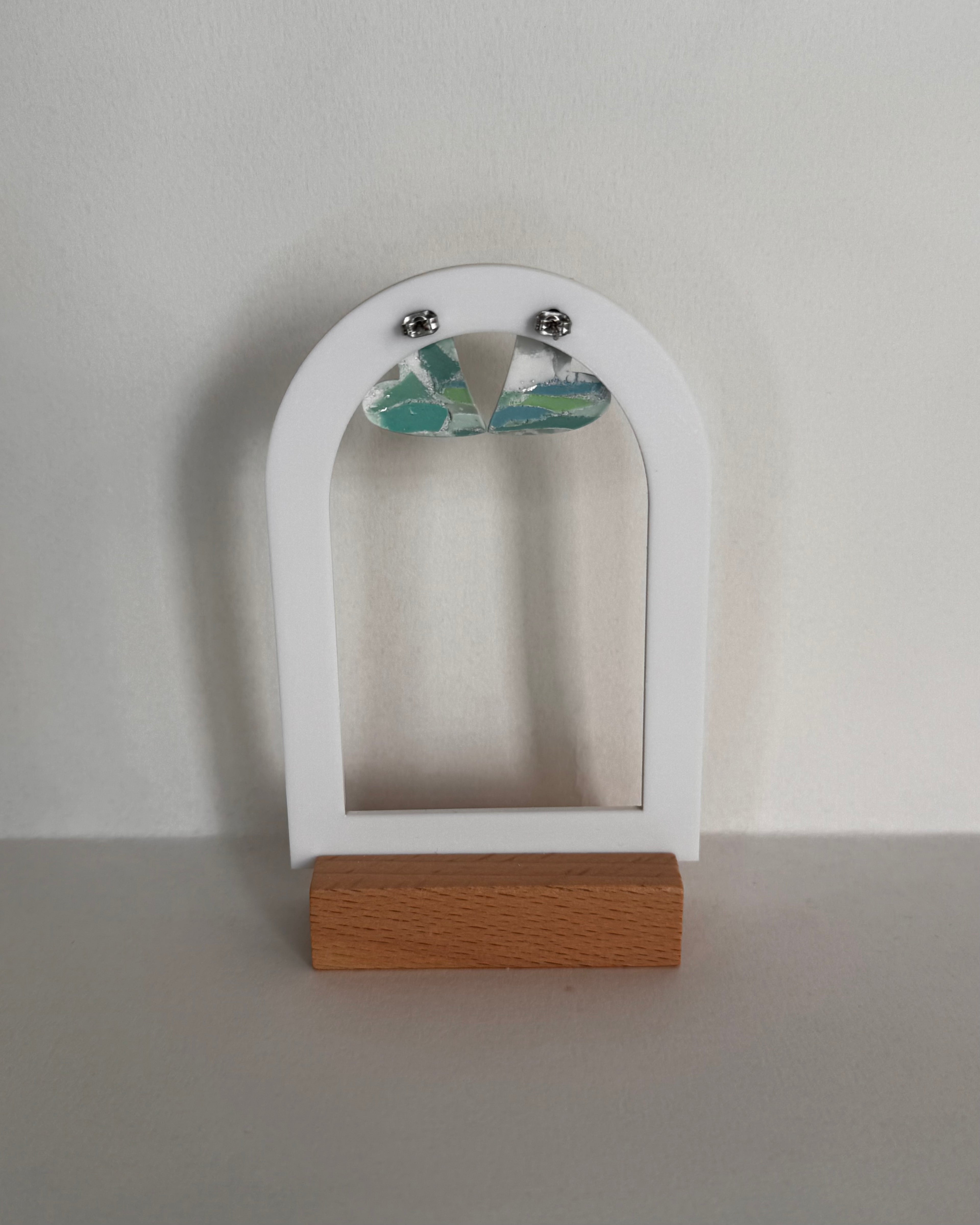 Sea Glass Big Heart Stud Earrings