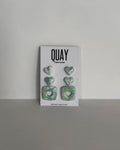 Sea Glass Mini Heart Studs & Heart Square Earrings