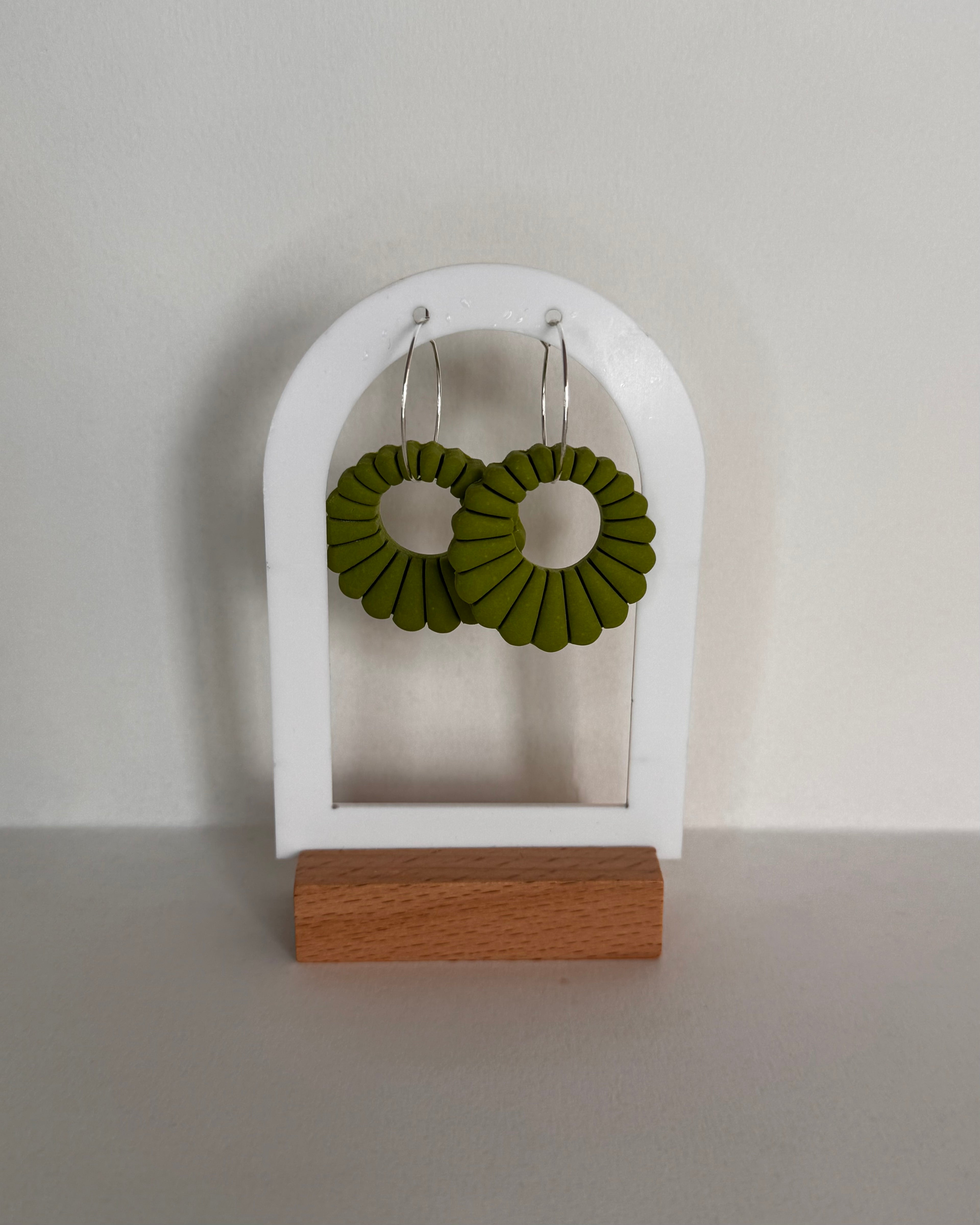 Green Meadow Shell Hoop Earrings
