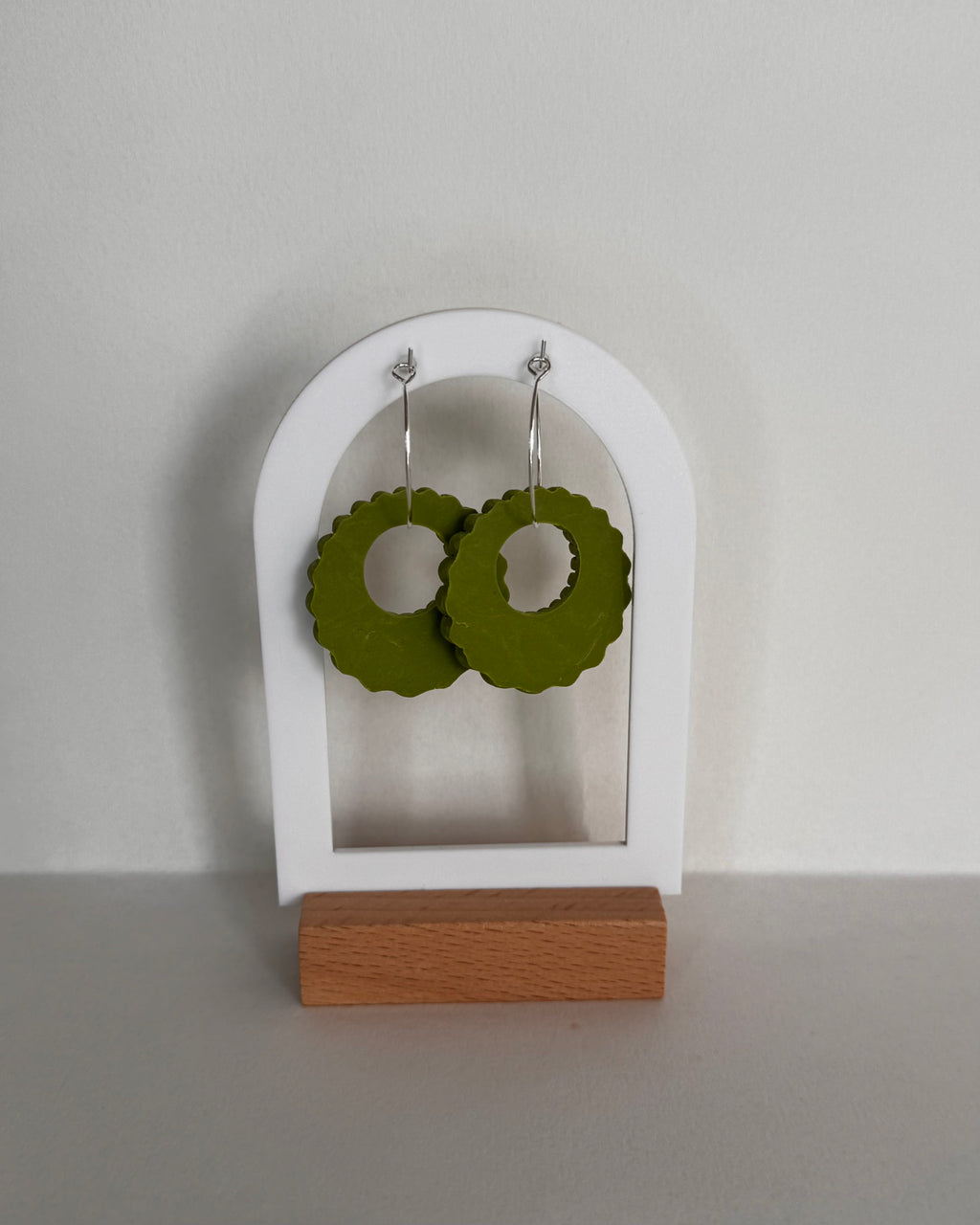 Green Meadow Shell Hoop Earrings