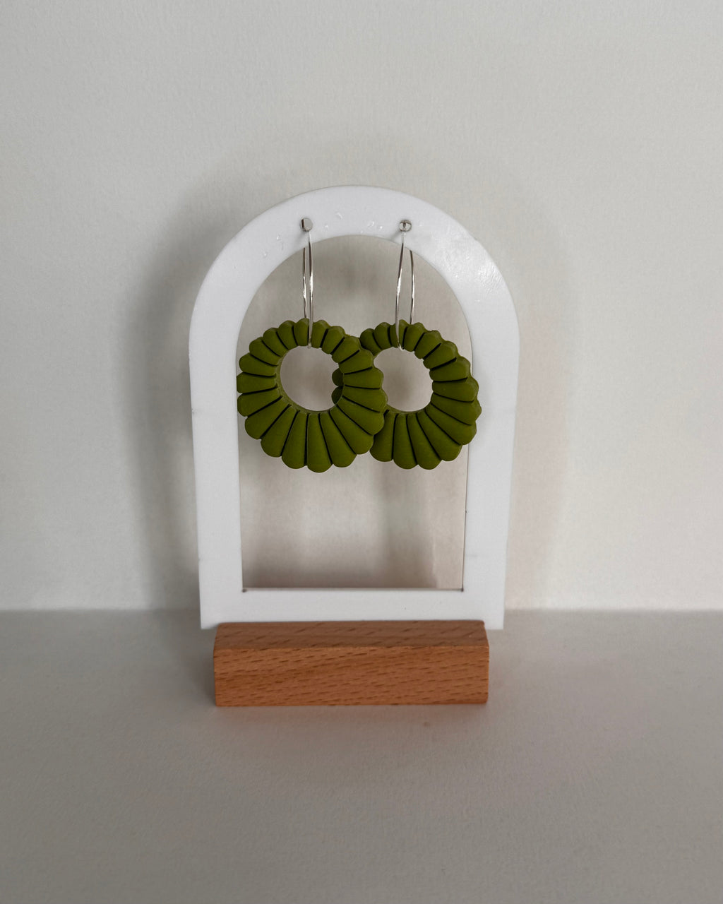 Green Meadow Shell Hoop Earrings