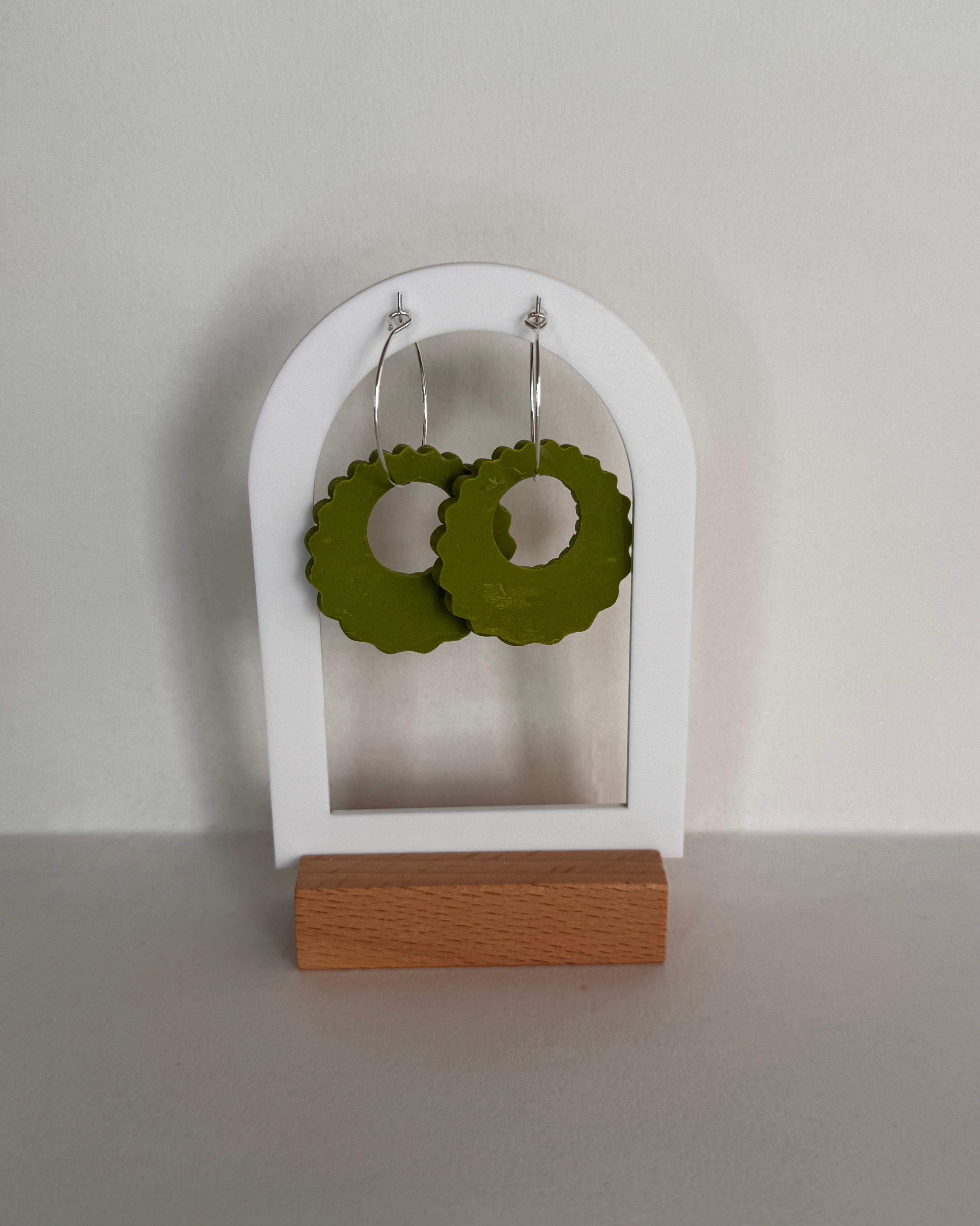 Green Meadow Shell Hoop Earrings