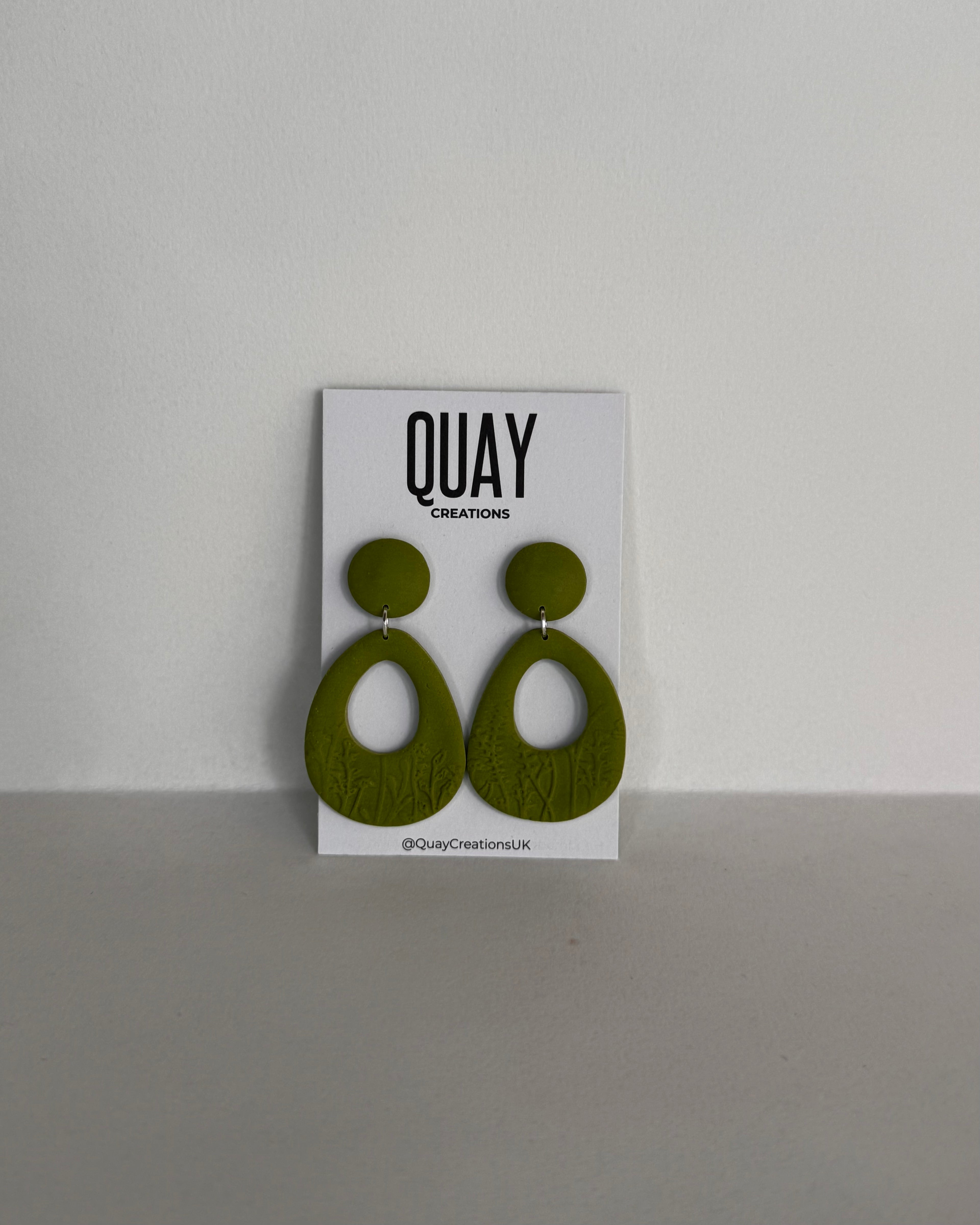 Green Meadow Teardrop Doughnut Earrings