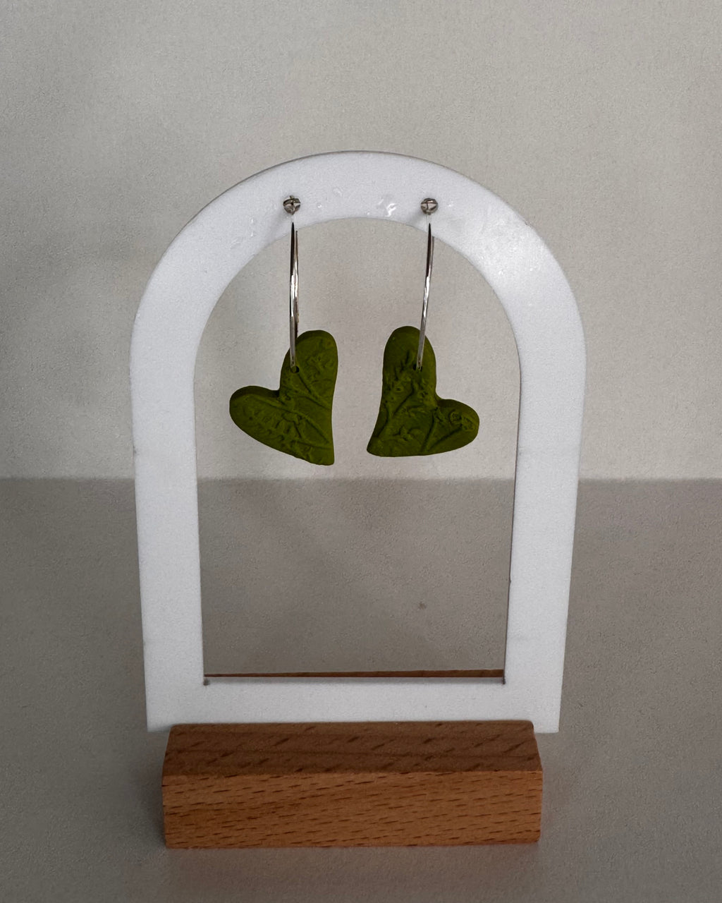 Green Meadow Hanging Heart Earrings