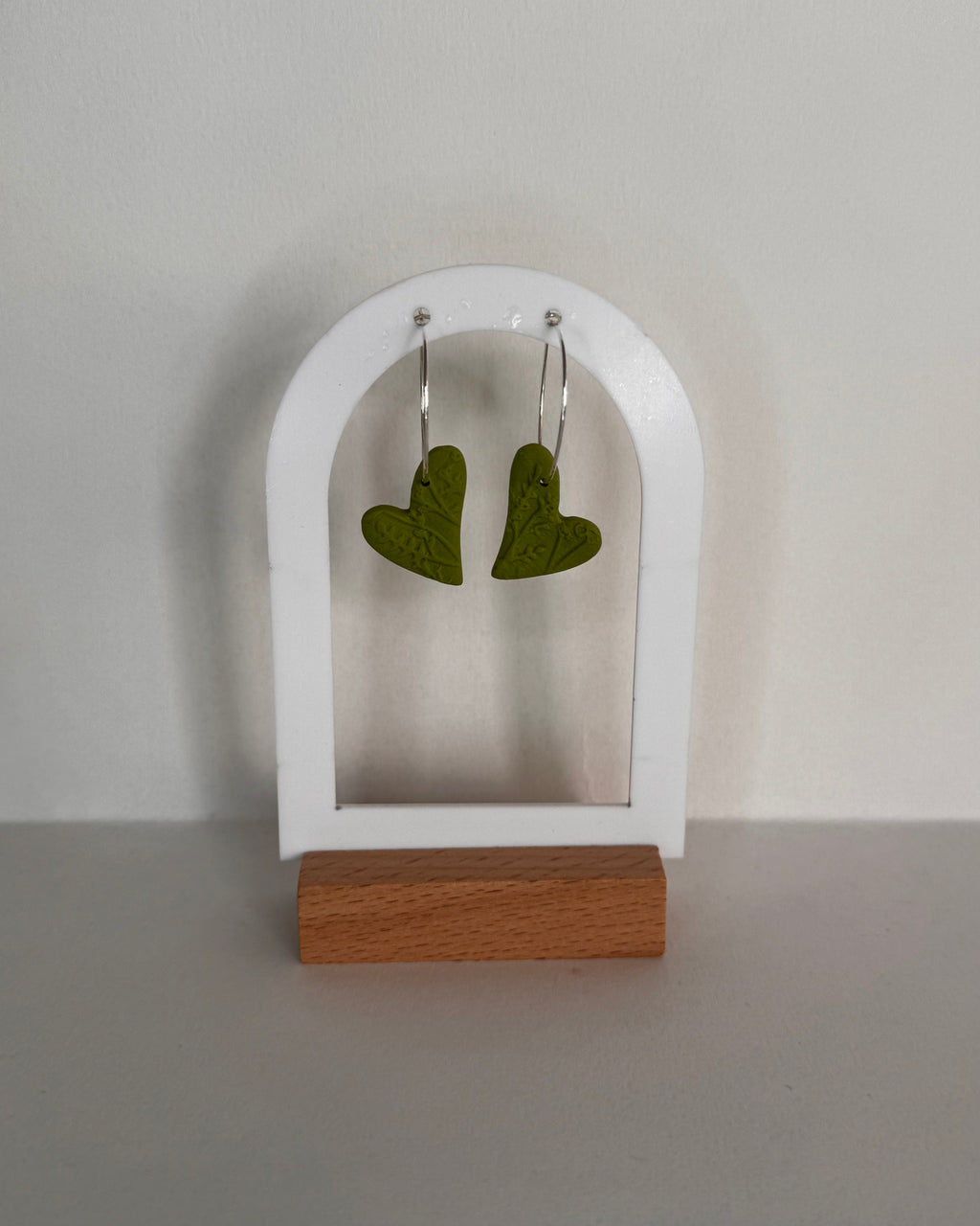 Green Meadow Hanging Heart Earrings