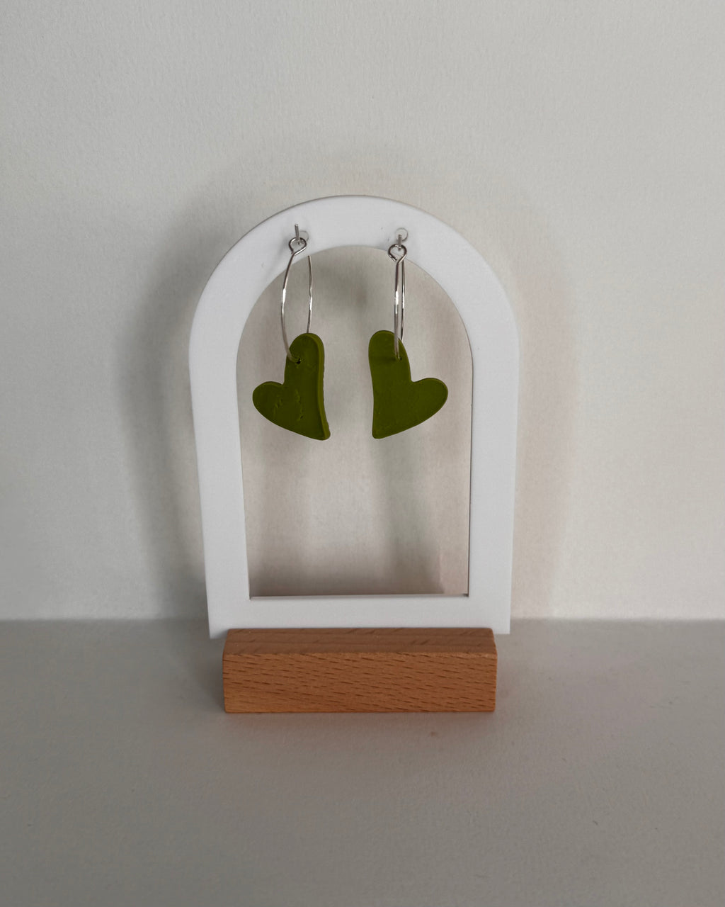 Green Meadow Hanging Heart Earrings