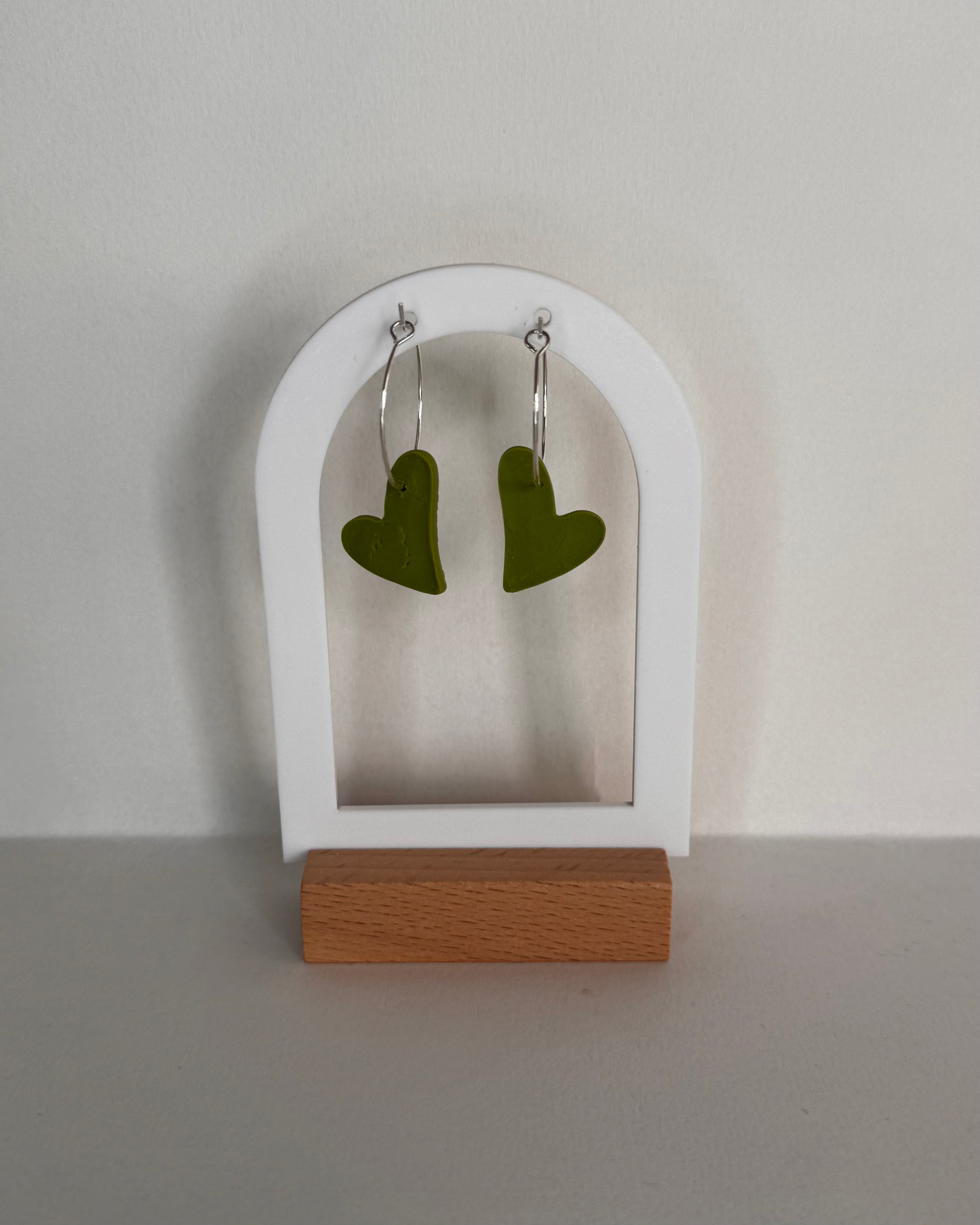 Green Meadow Hanging Heart Earrings