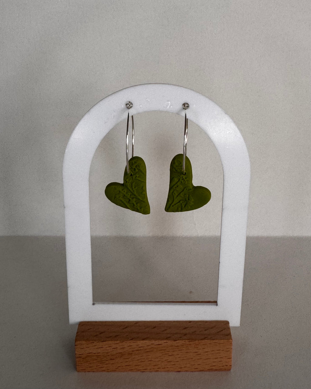 Green Meadow Hanging Heart Earrings