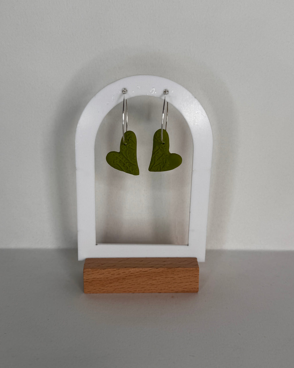 Green Meadow Hanging Heart Earrings