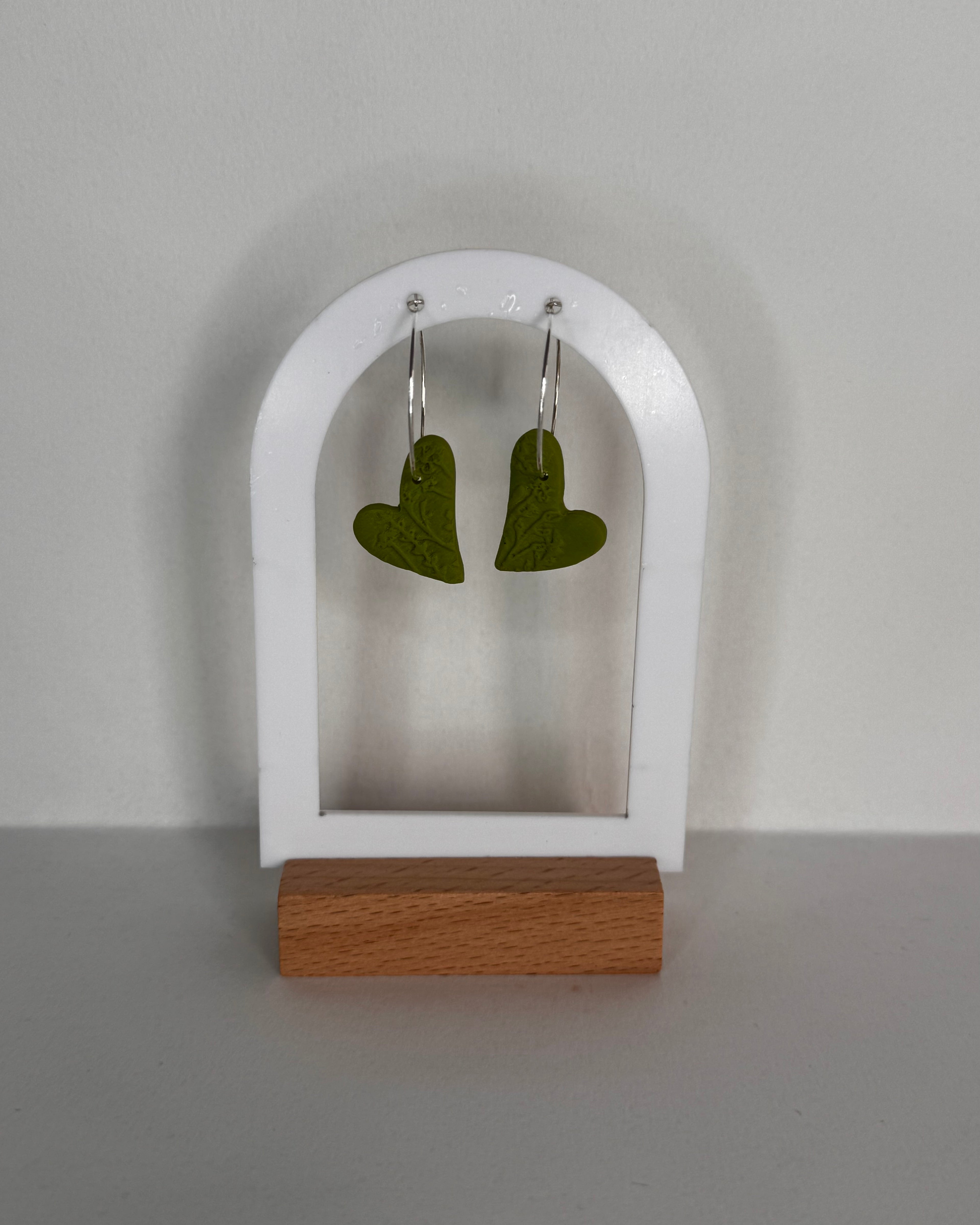 Green Meadow Hanging Heart Earrings