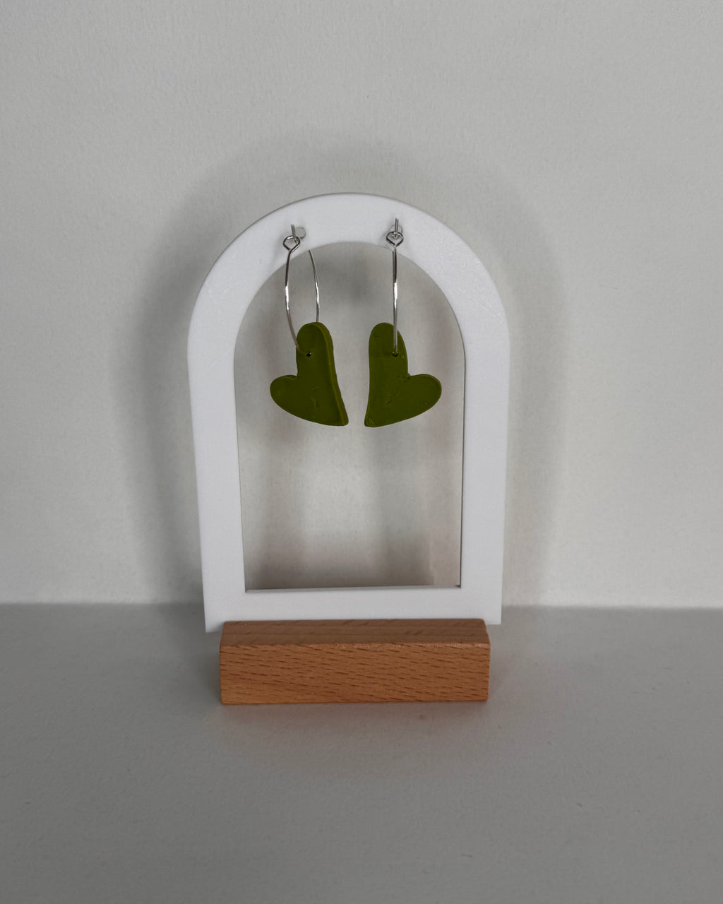 Green Meadow Hanging Heart Earrings