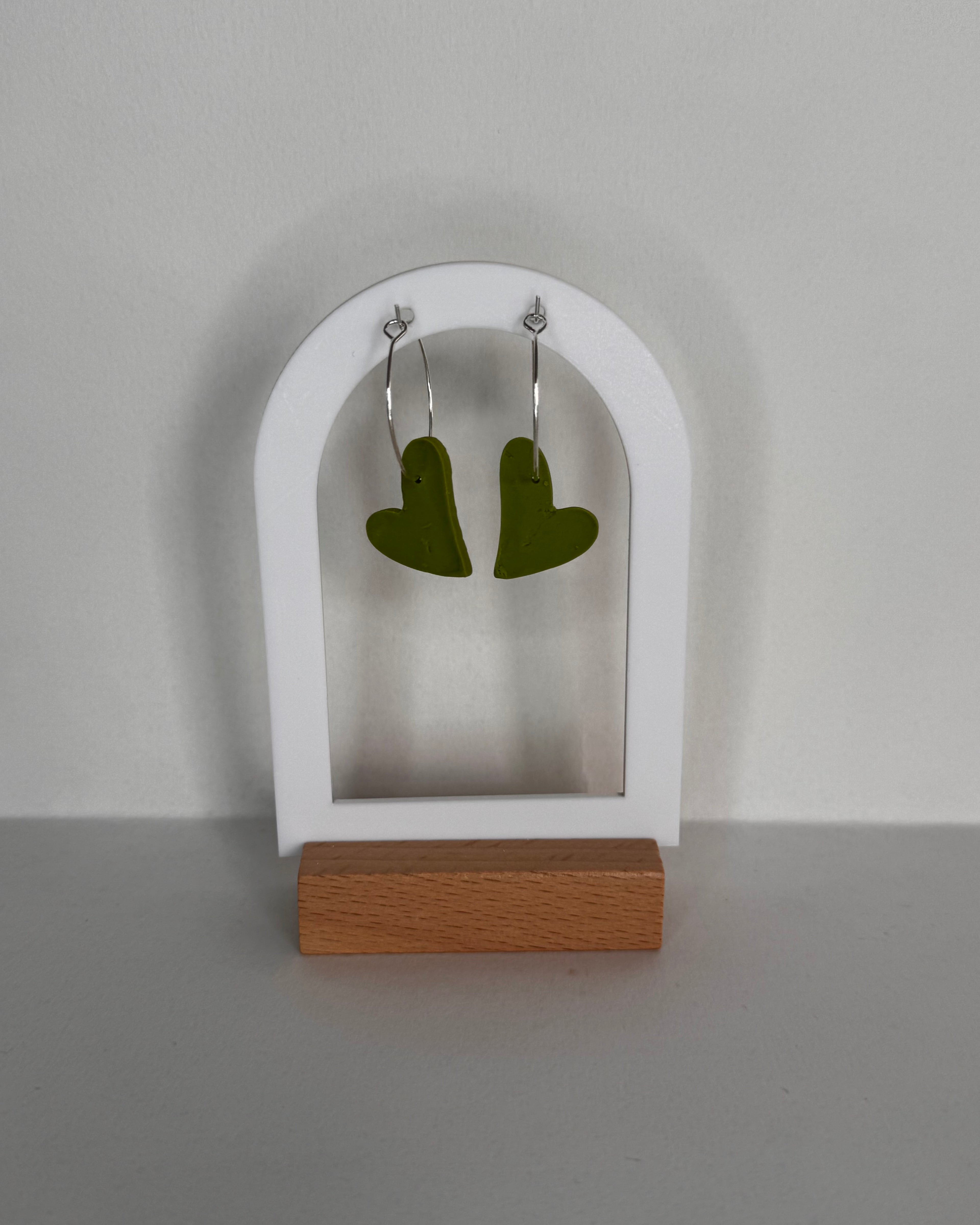 Green Meadow Hanging Heart Earrings